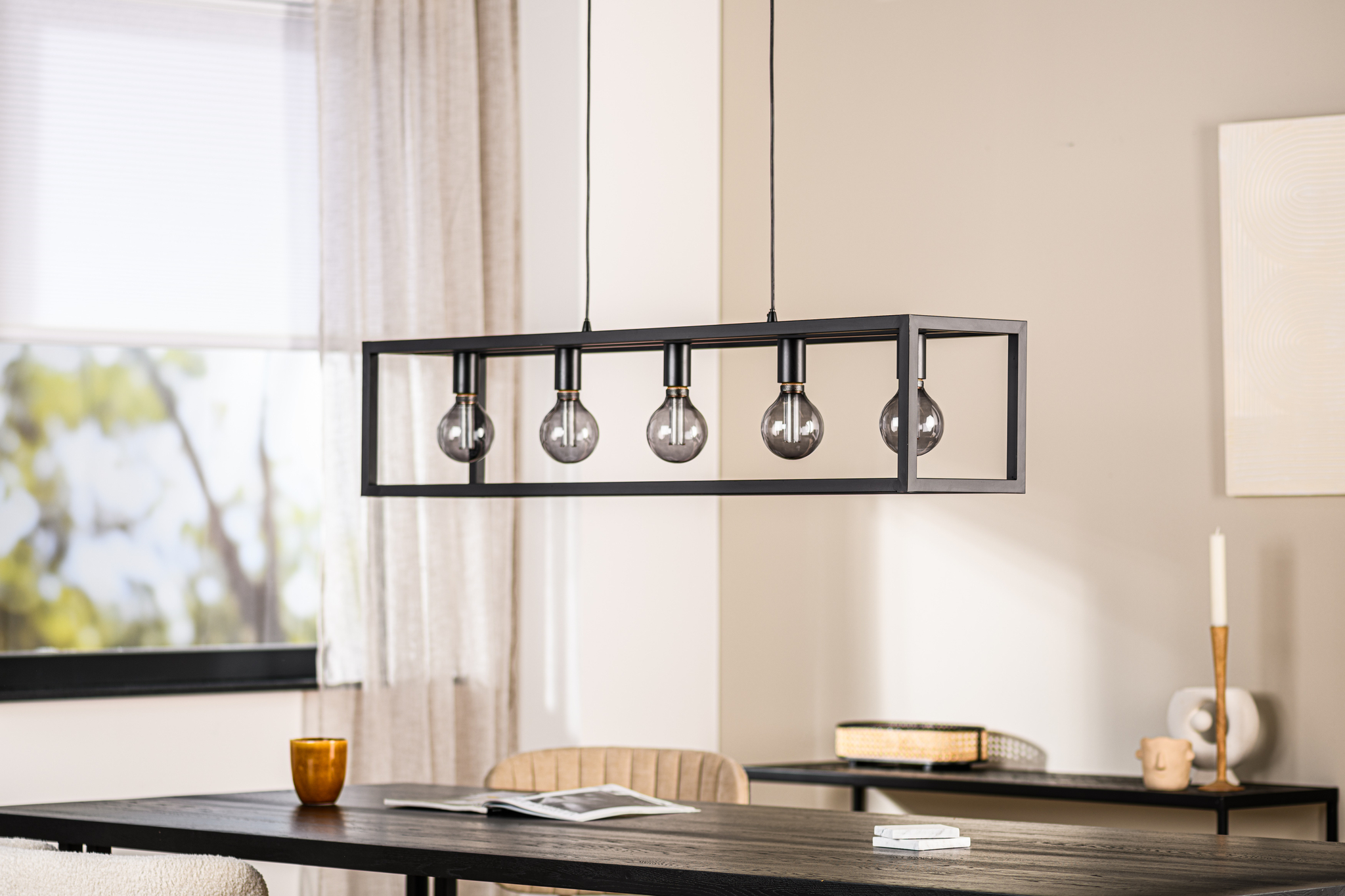 Hanglamp 5-lichts zwart