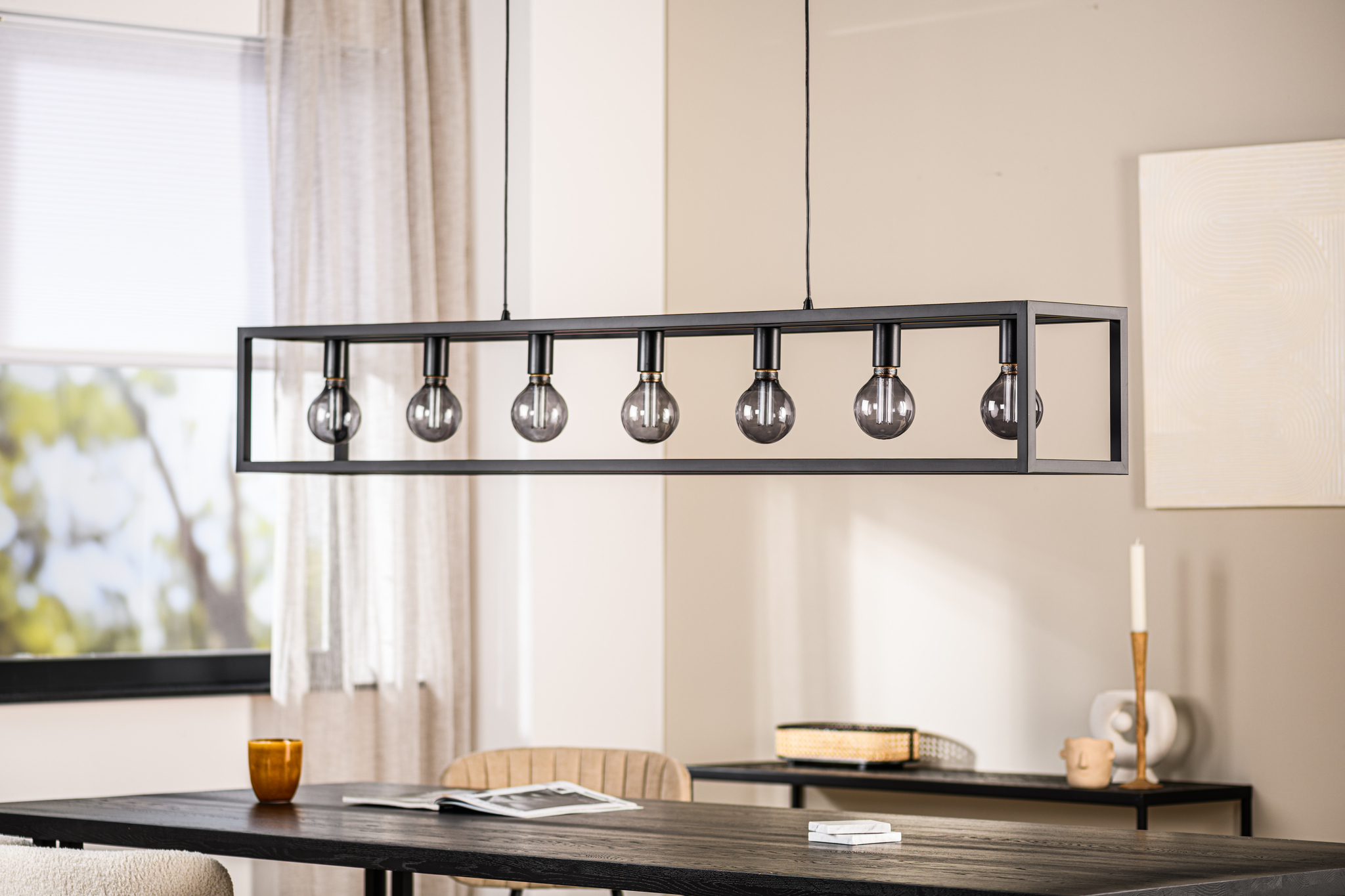 Hanglamp 7-lichts zwart