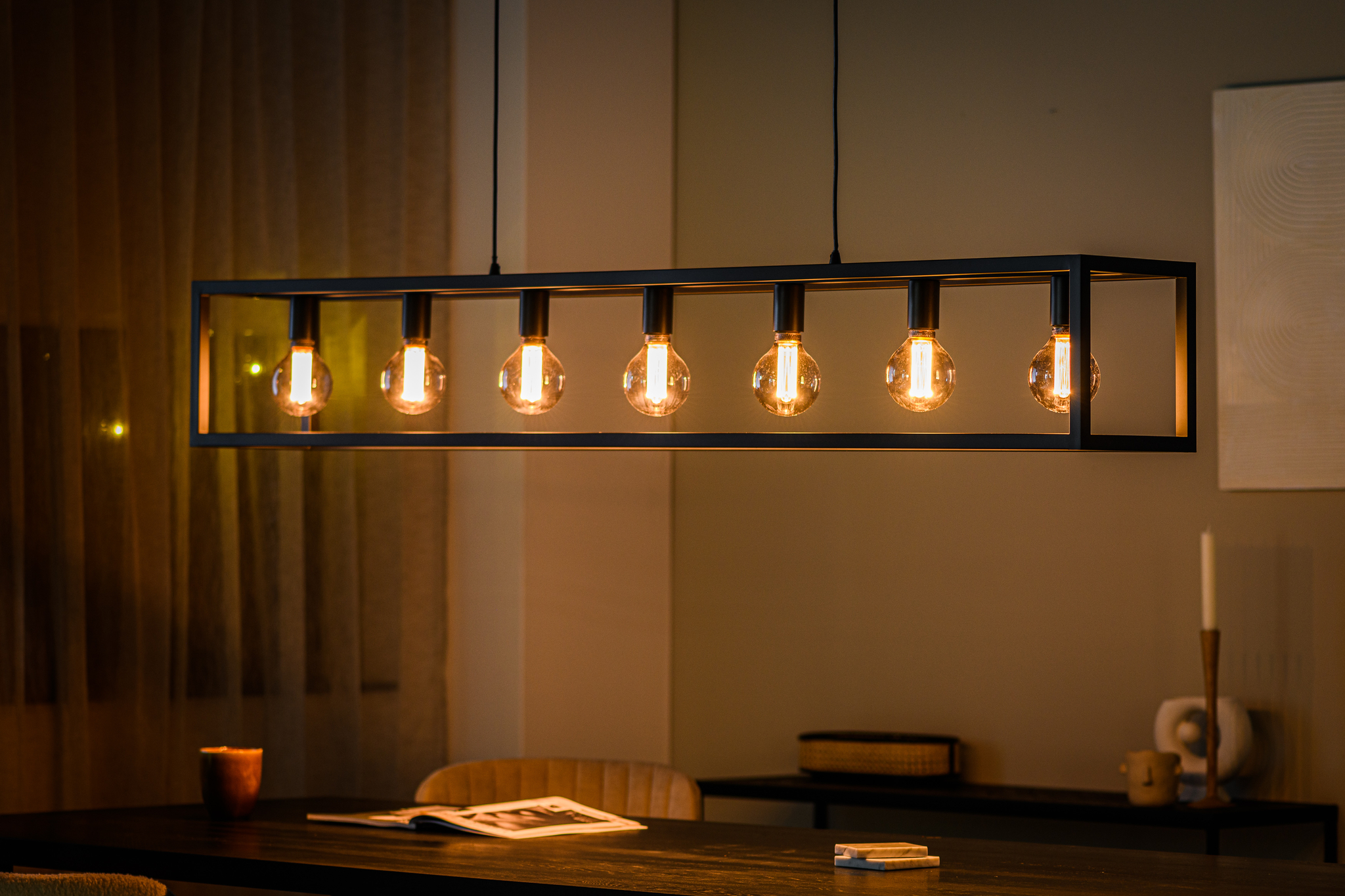 Hanglamp 7-lichts zwart - Afbeelding 2