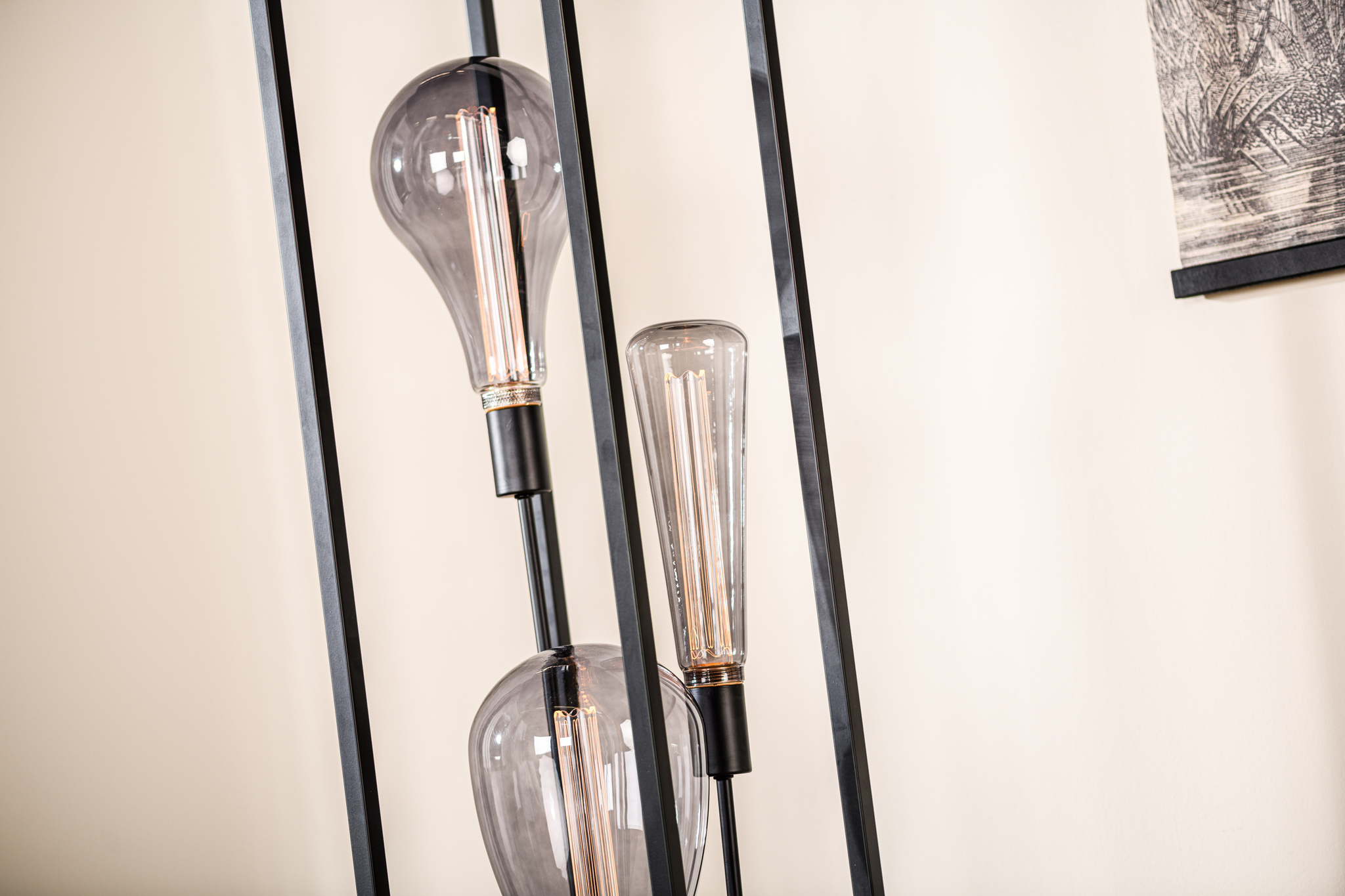 Vloerlamp 3-lichts zwart - Afbeelding 3