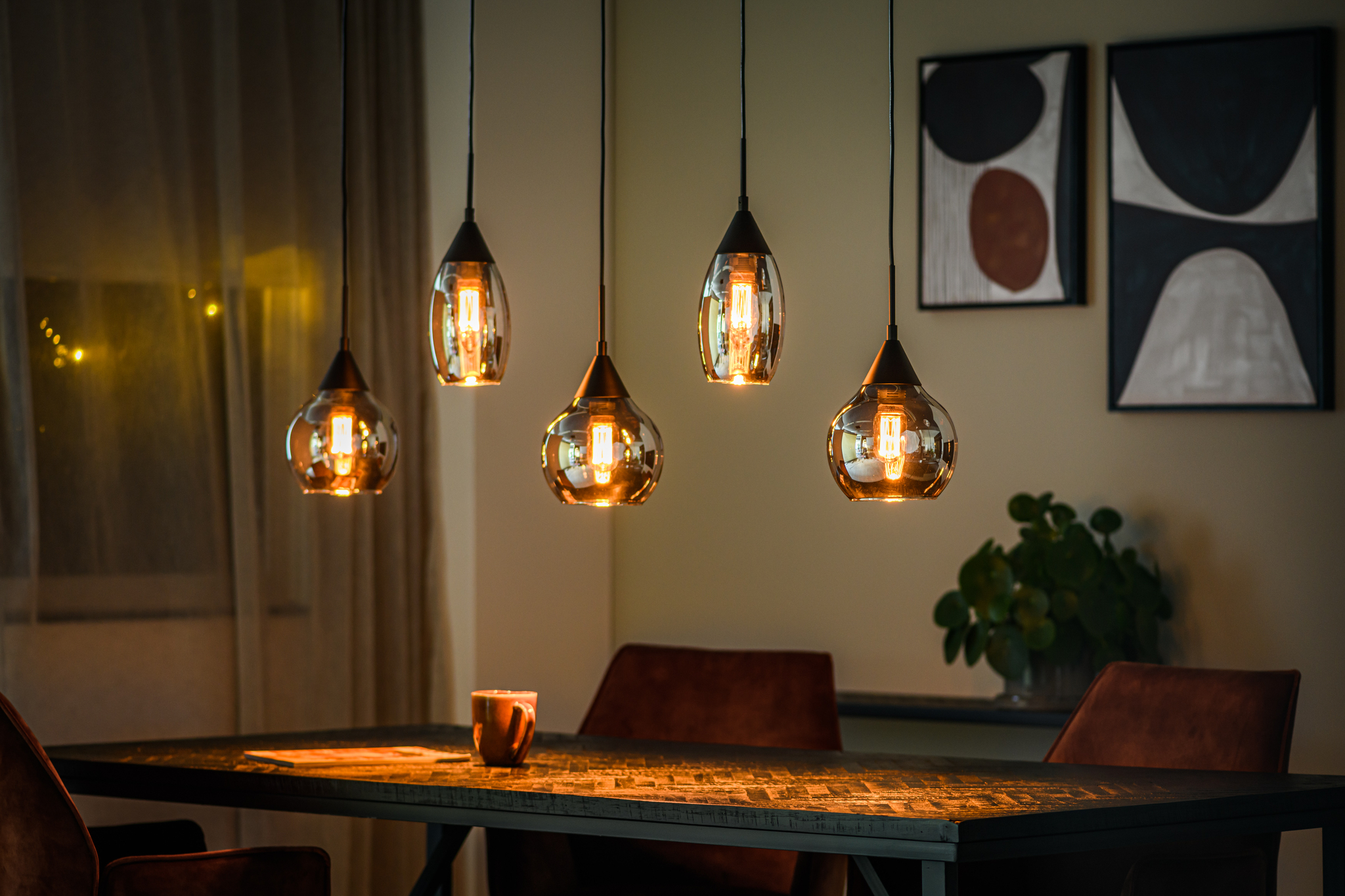 Hanglamp smoke 5-lichts glas - Afbeelding 2