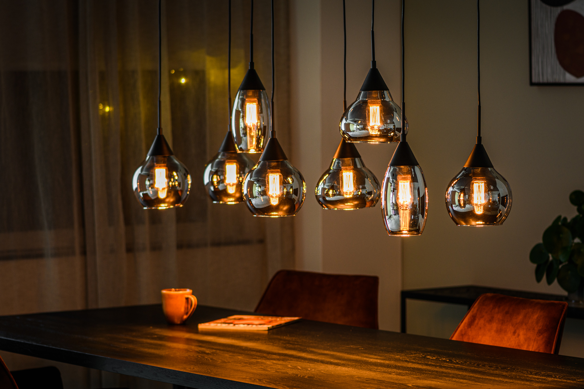 Hanglamp smoke 8-lichts glas - Afbeelding 2