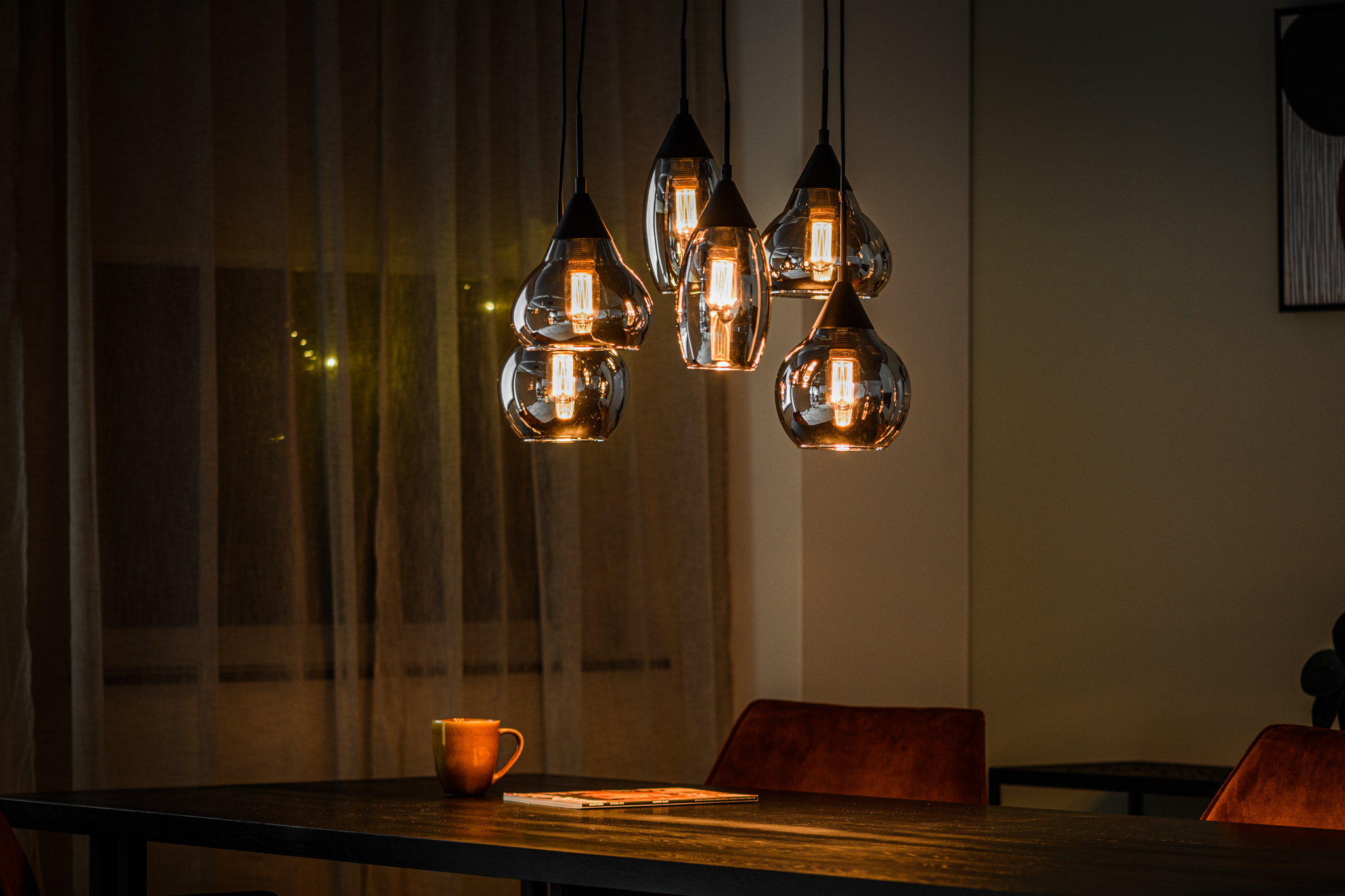 Hanglamp smoke 6-lichts glas - Afbeelding 2