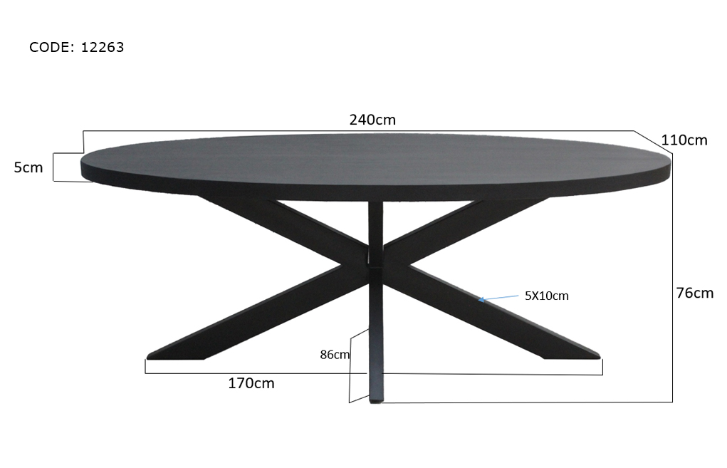 Eetkamertafel Kala Spider ovaal 240 cm - Afbeelding 5