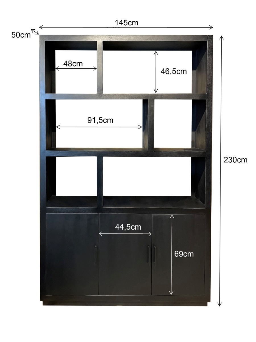 Kast Jaxx zwart 145 cm - Afbeelding 6