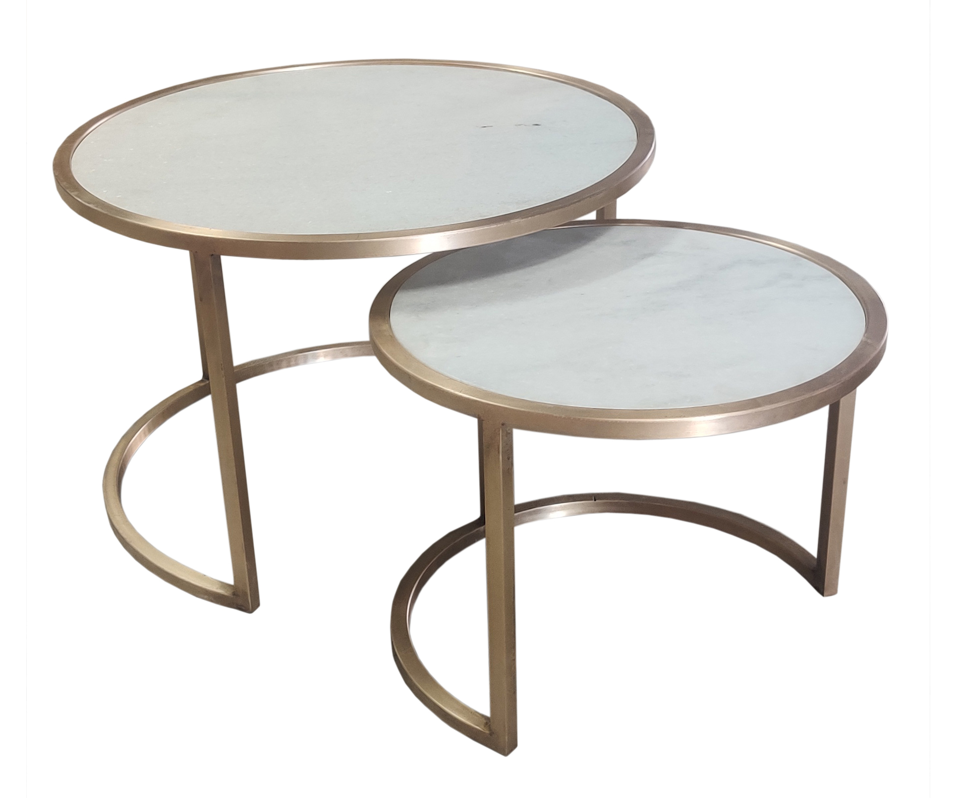 Salontafel Jamie wit goud marmer set van 2