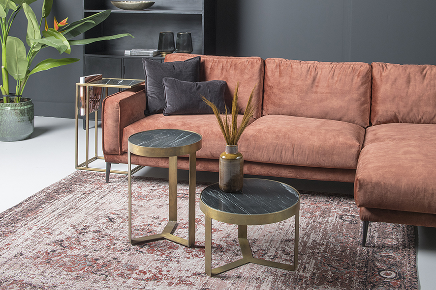 Salontafel Glennis zwart goud marmer 40 cm - Afbeelding 2