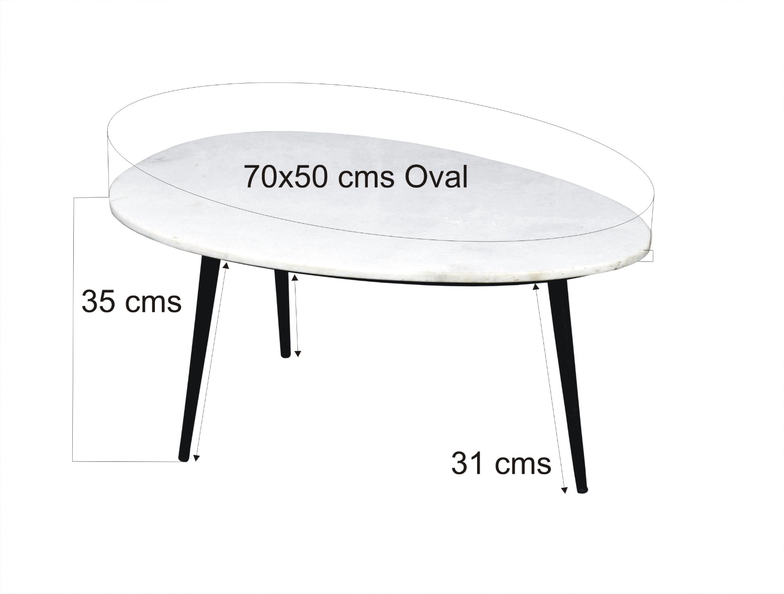 Salontafel Organic wit zwart marmer 70 cm - Afbeelding 4