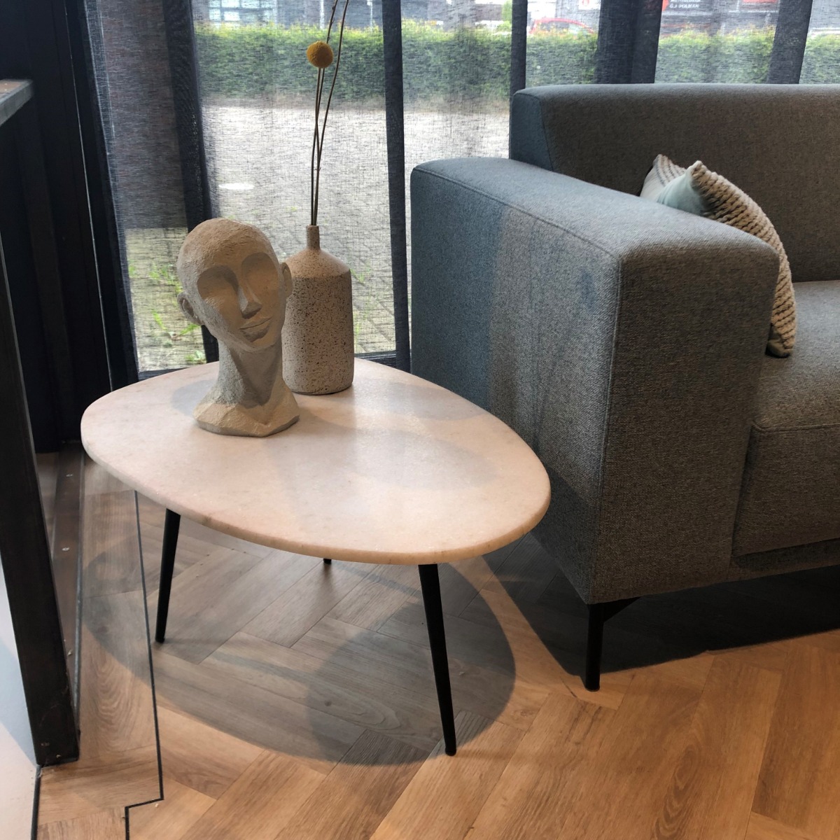 Salontafel Organic wit zwart marmer 70 cm - Afbeelding 6
