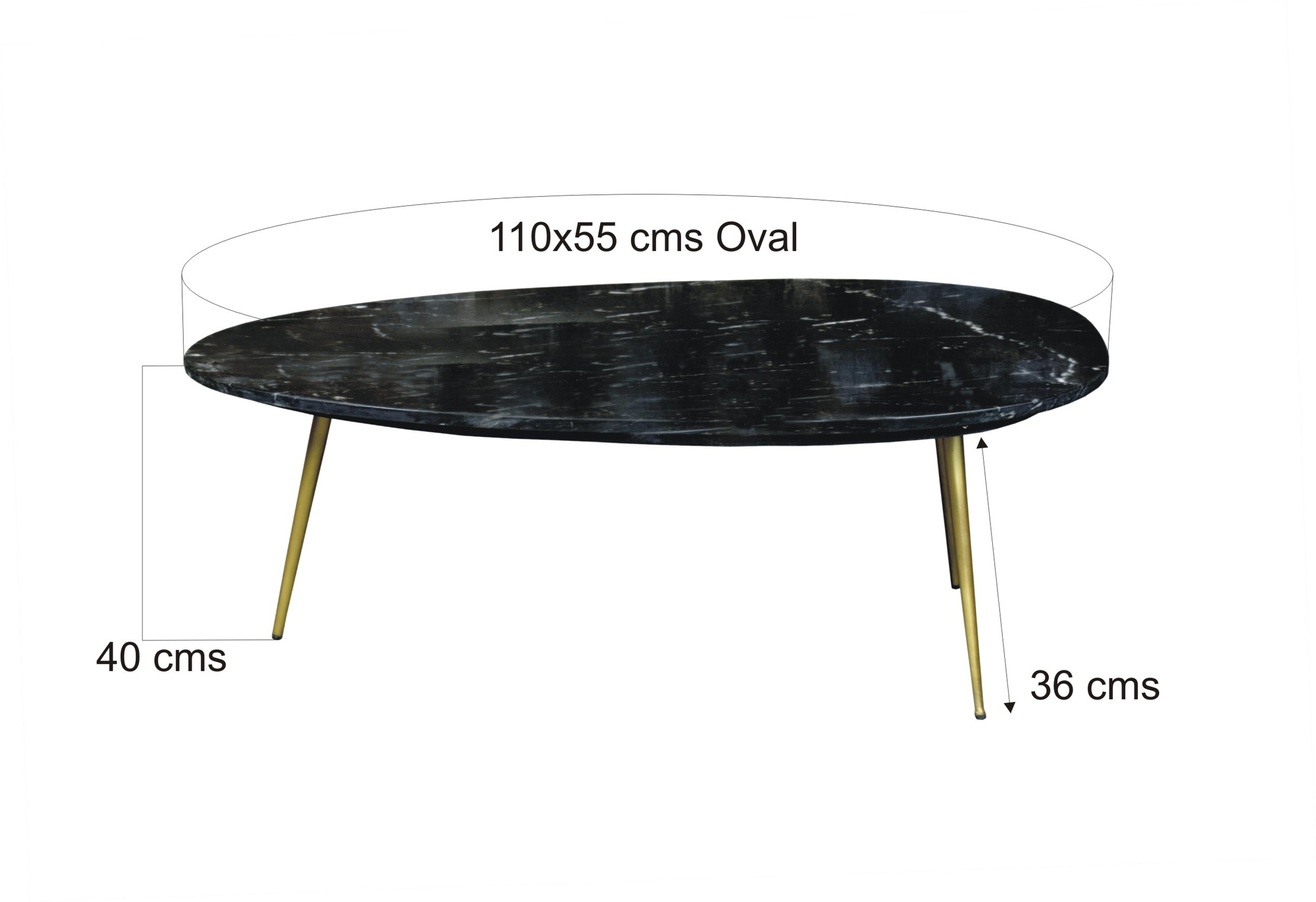 Salontafel Organic zwart goud marmer 110 cm - Afbeelding 3