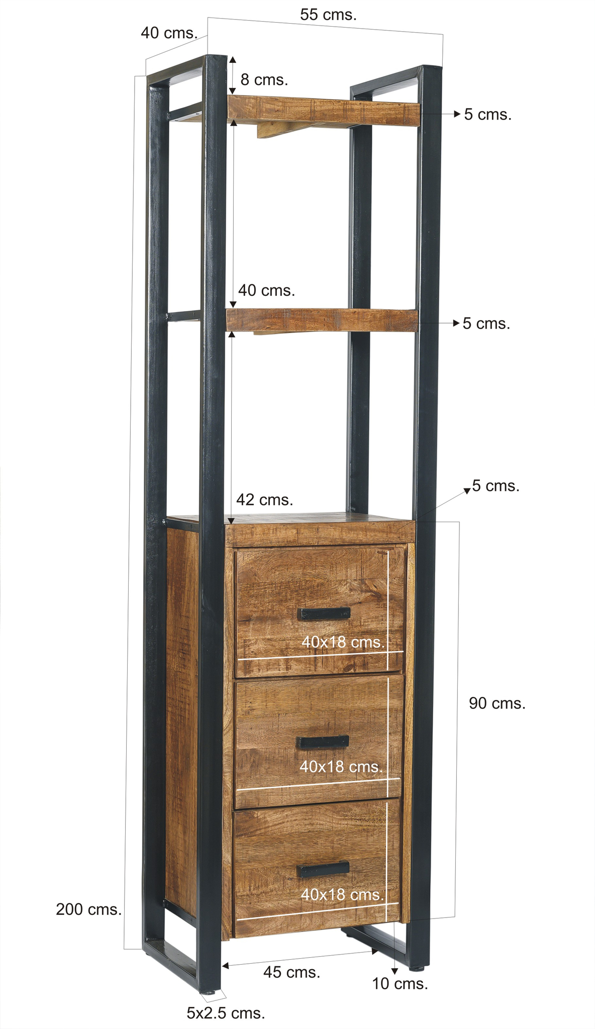 Boekenkast Nairobi 3-laden 55 cm - Afbeelding 3