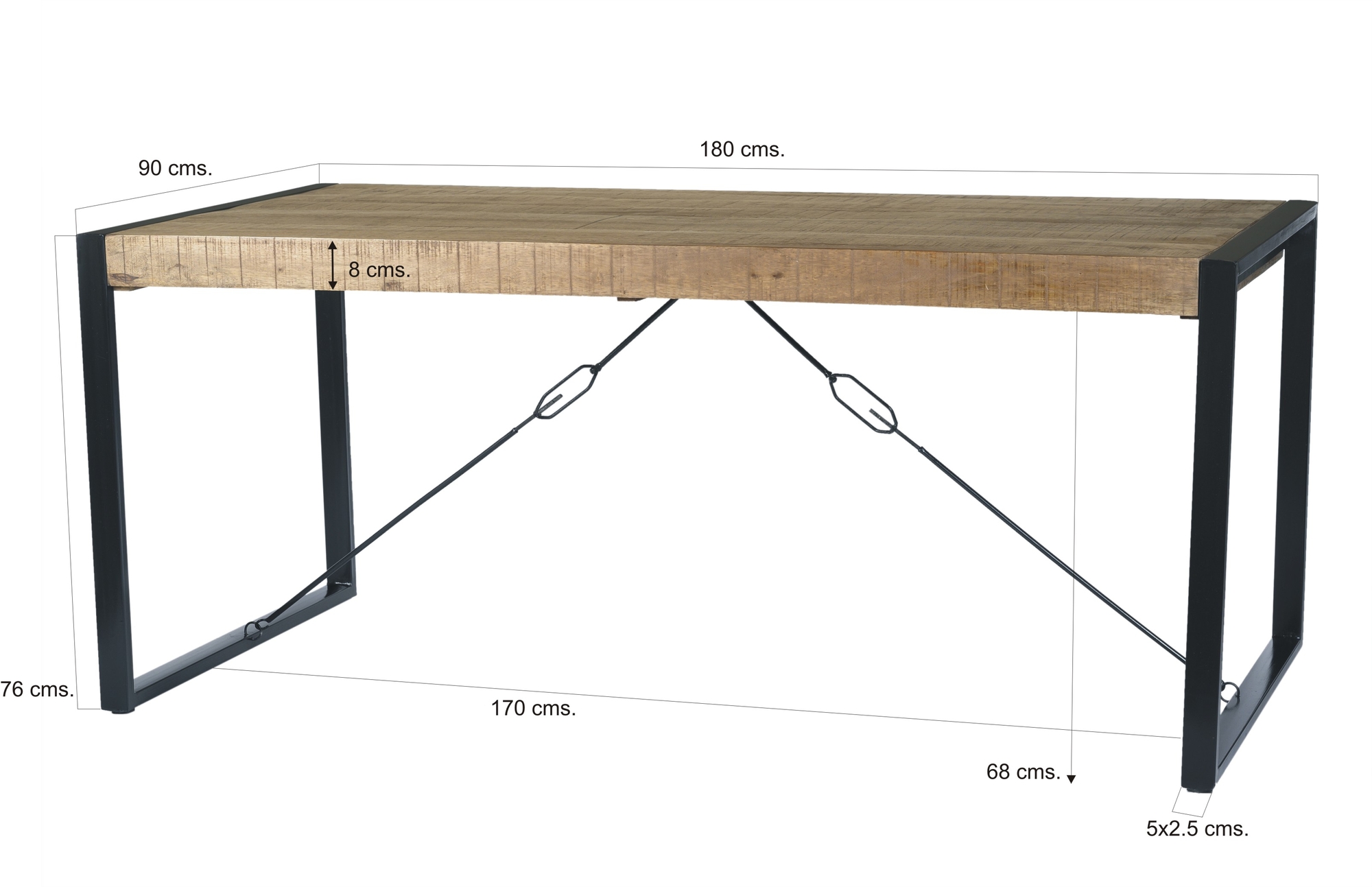 Eetkamertafel Nairobi 180x90 cm - Afbeelding 7