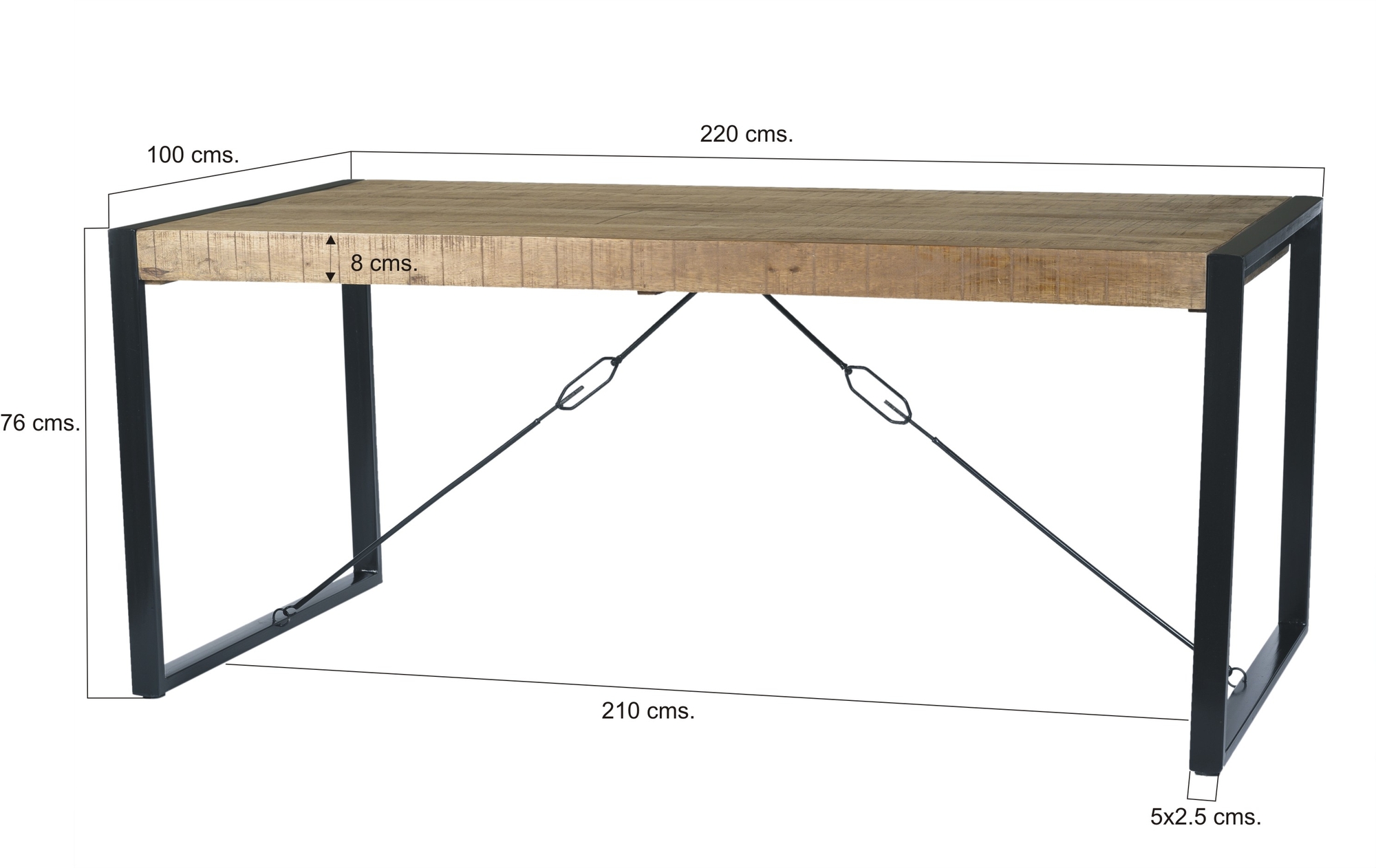Eetkamertafel Nairobi 220x100 cm - Afbeelding 7