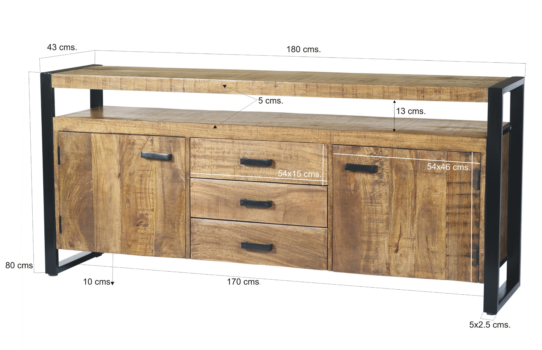 Dressoir Nairobi 180 cm - Afbeelding 5