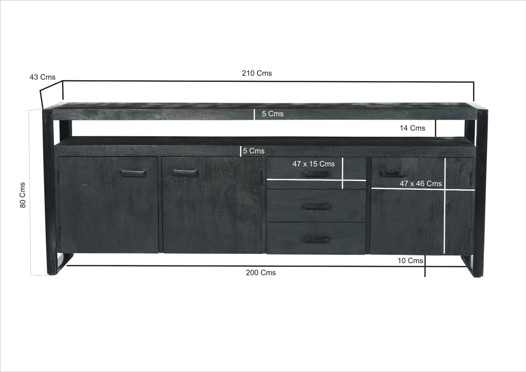 Dressoir Norris 210 cm - Afbeelding 6