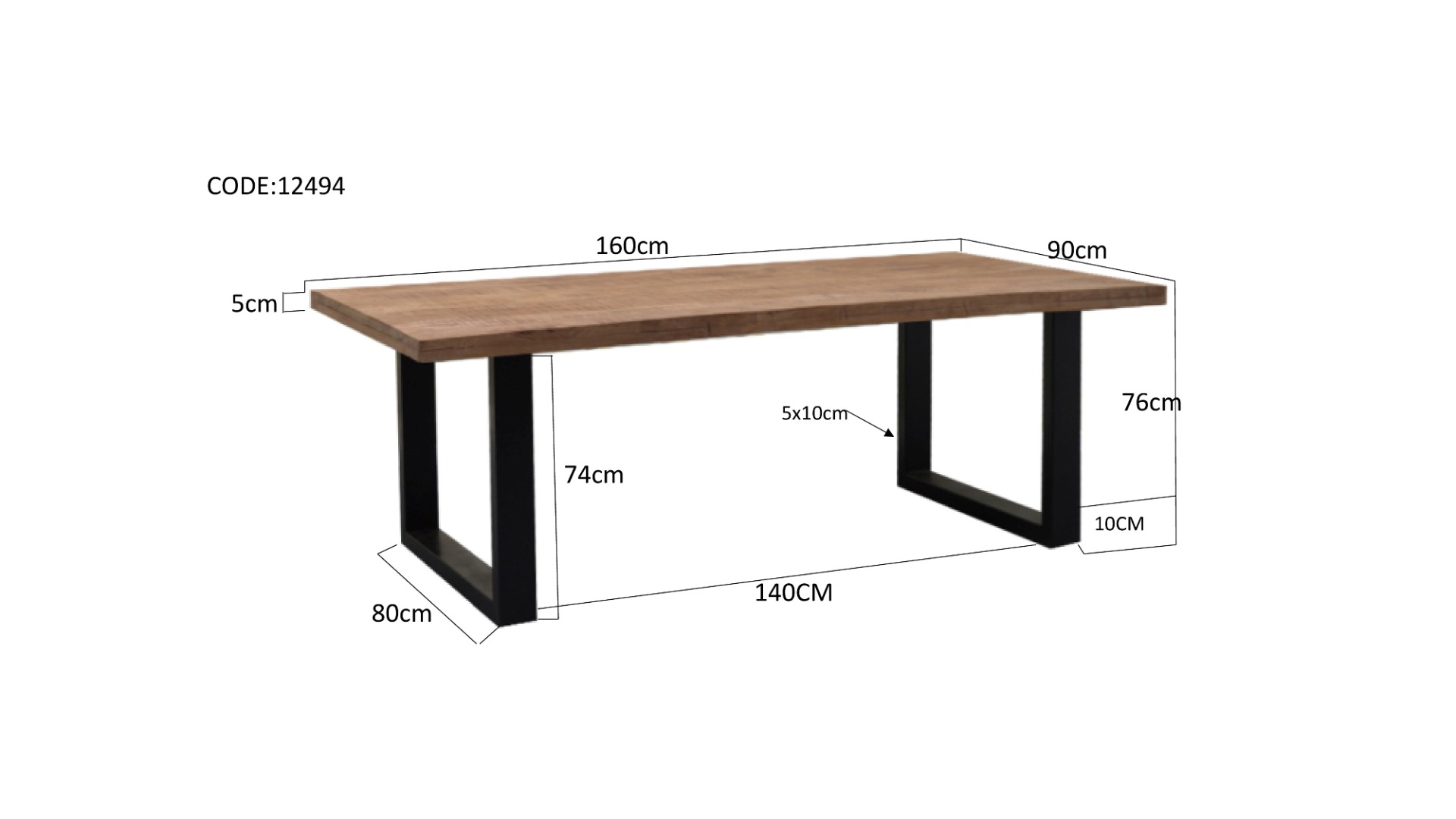 Eetkamertafel Sturdy U 160x90 cm - Afbeelding 7