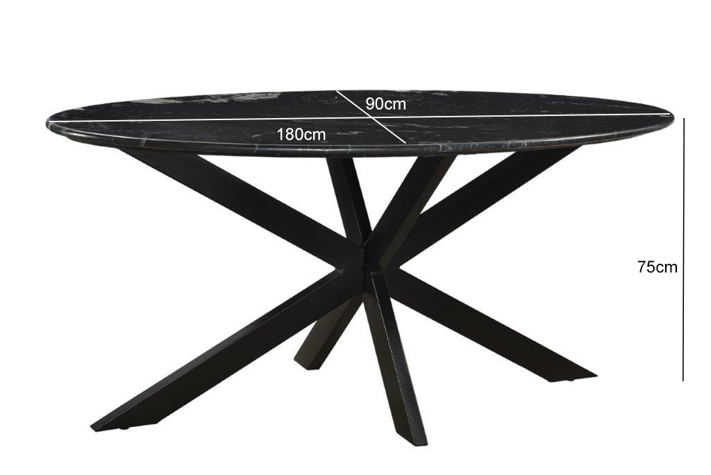 Eetkamertafel Spider ovaal zwart marmer 180 cm - Afbeelding 5