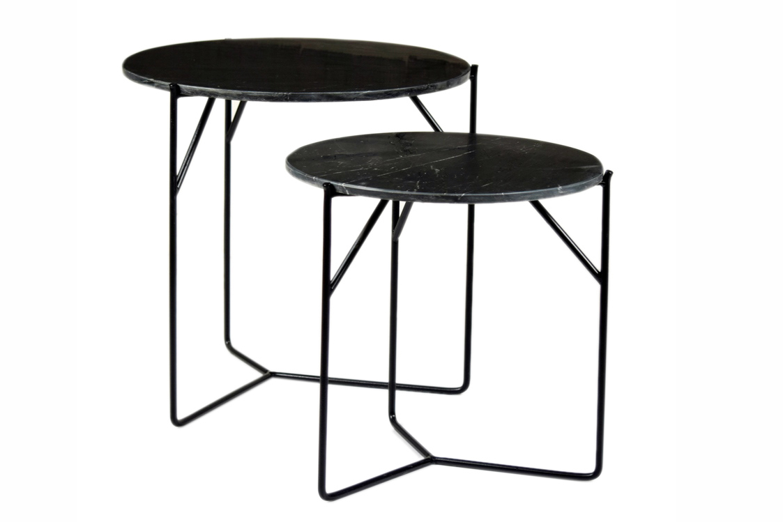 Bijzettafel Mason zwart/zwart marmer set van 2