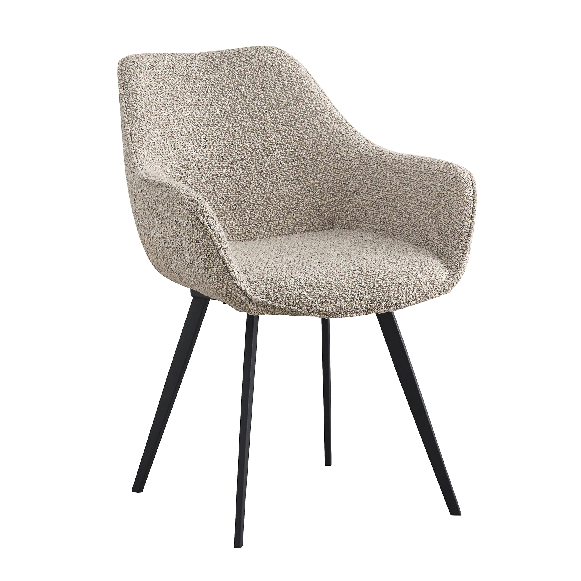 Eetkamerstoel Luca beige bouclé set van 2