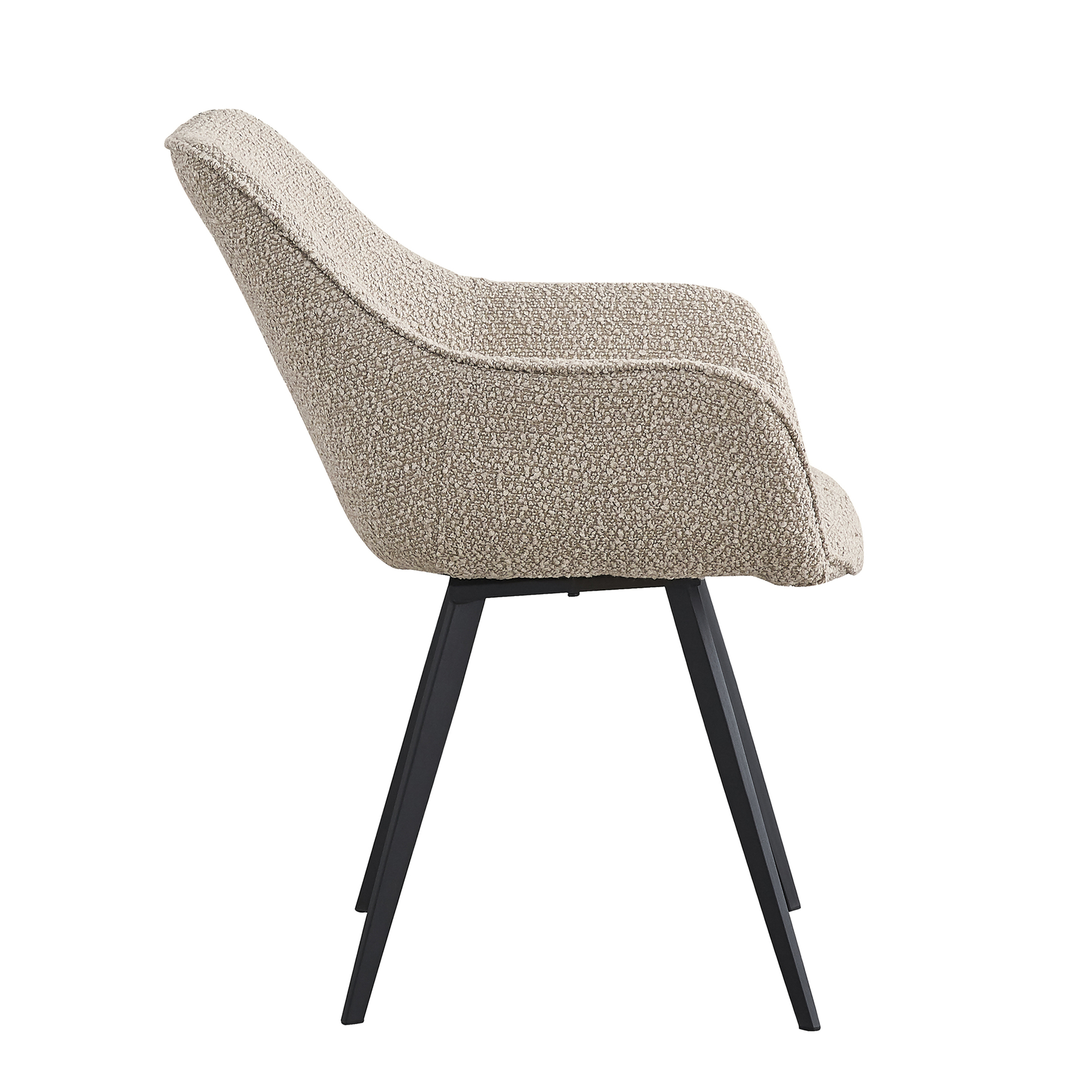 Eetkamerstoel Luca beige bouclé set van 2 - Afbeelding 3