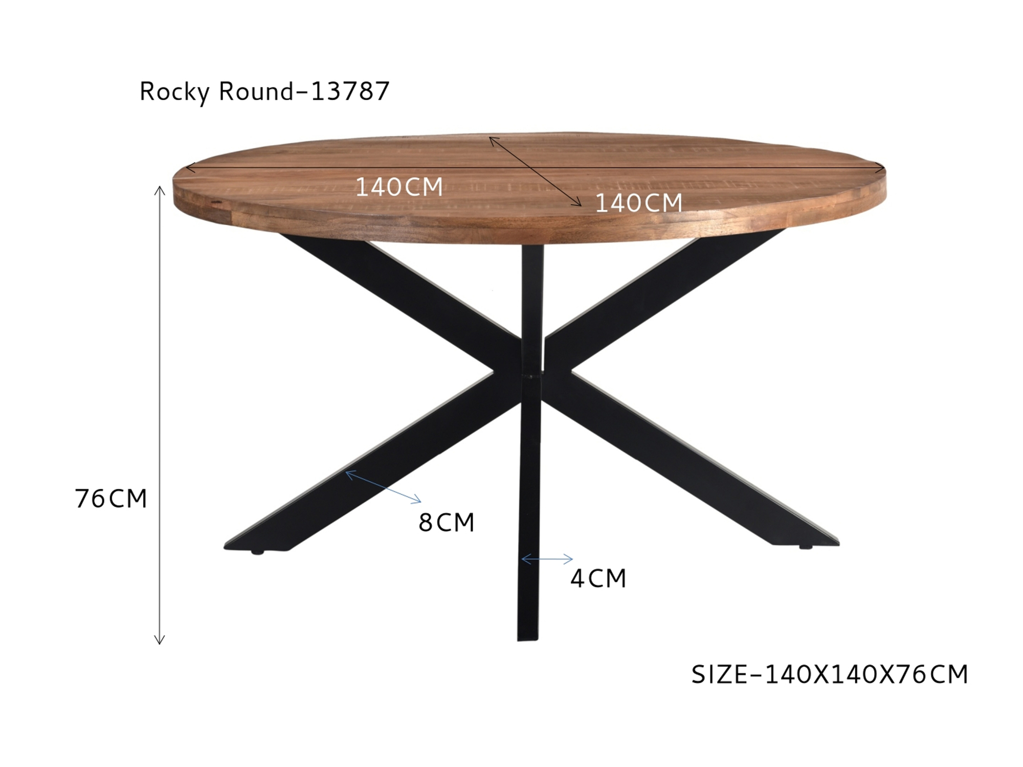 Eetkamertafel Rocky Spider rond 140 cm - Afbeelding 6