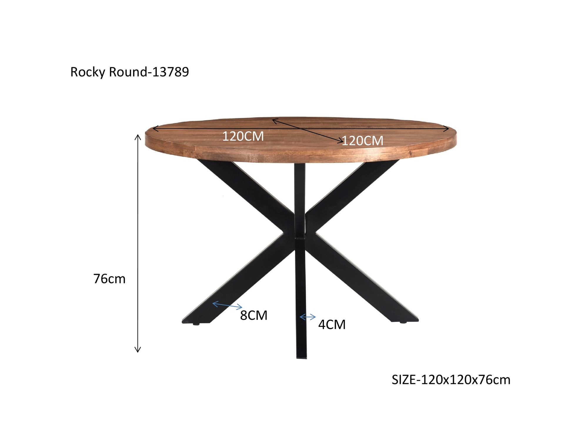 Eetkamertafel Rocky Spider rond 120 cm - Afbeelding 7