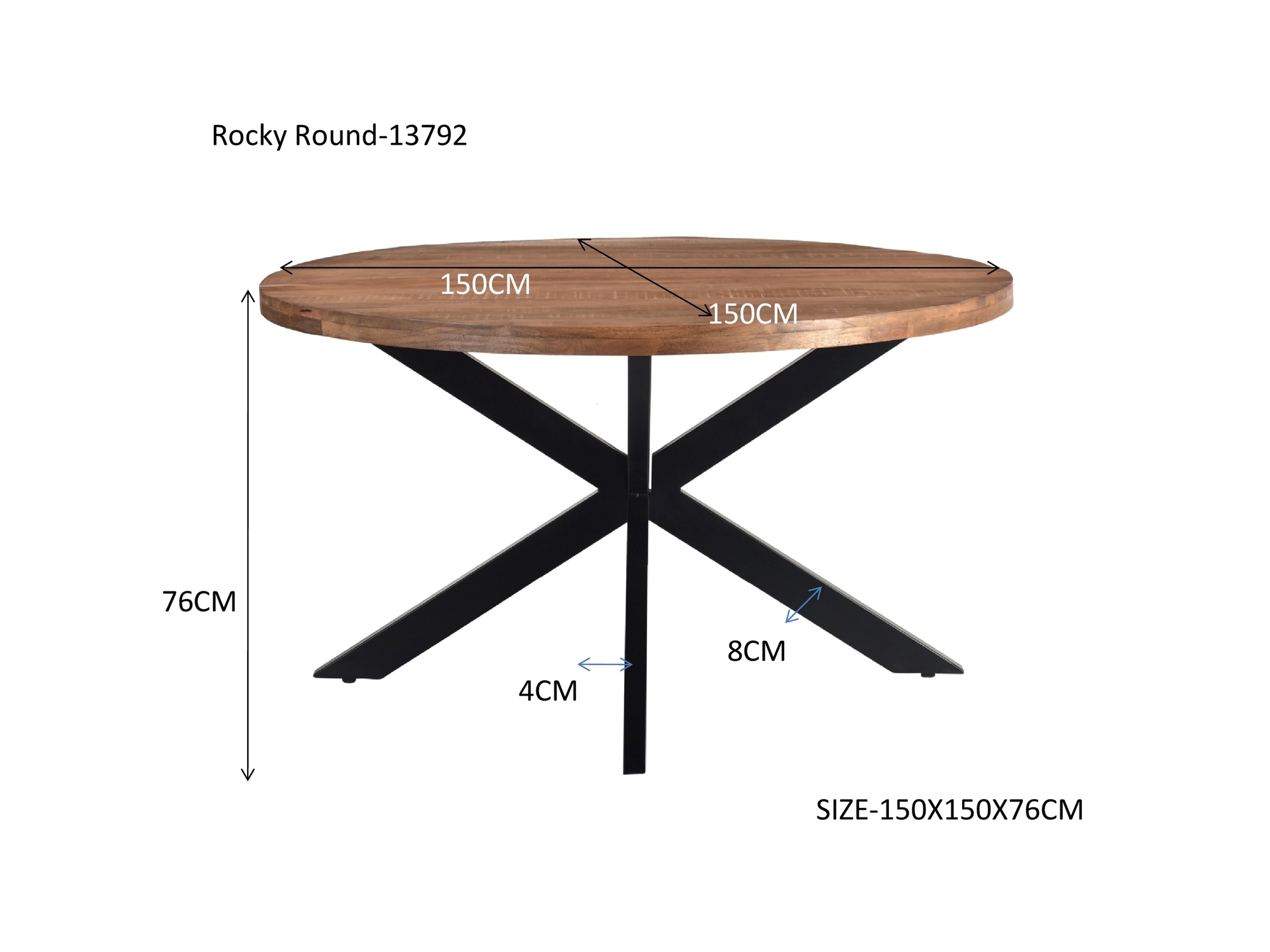 Eetkamertafel Rocky Spider rond 150 cm - Afbeelding 7