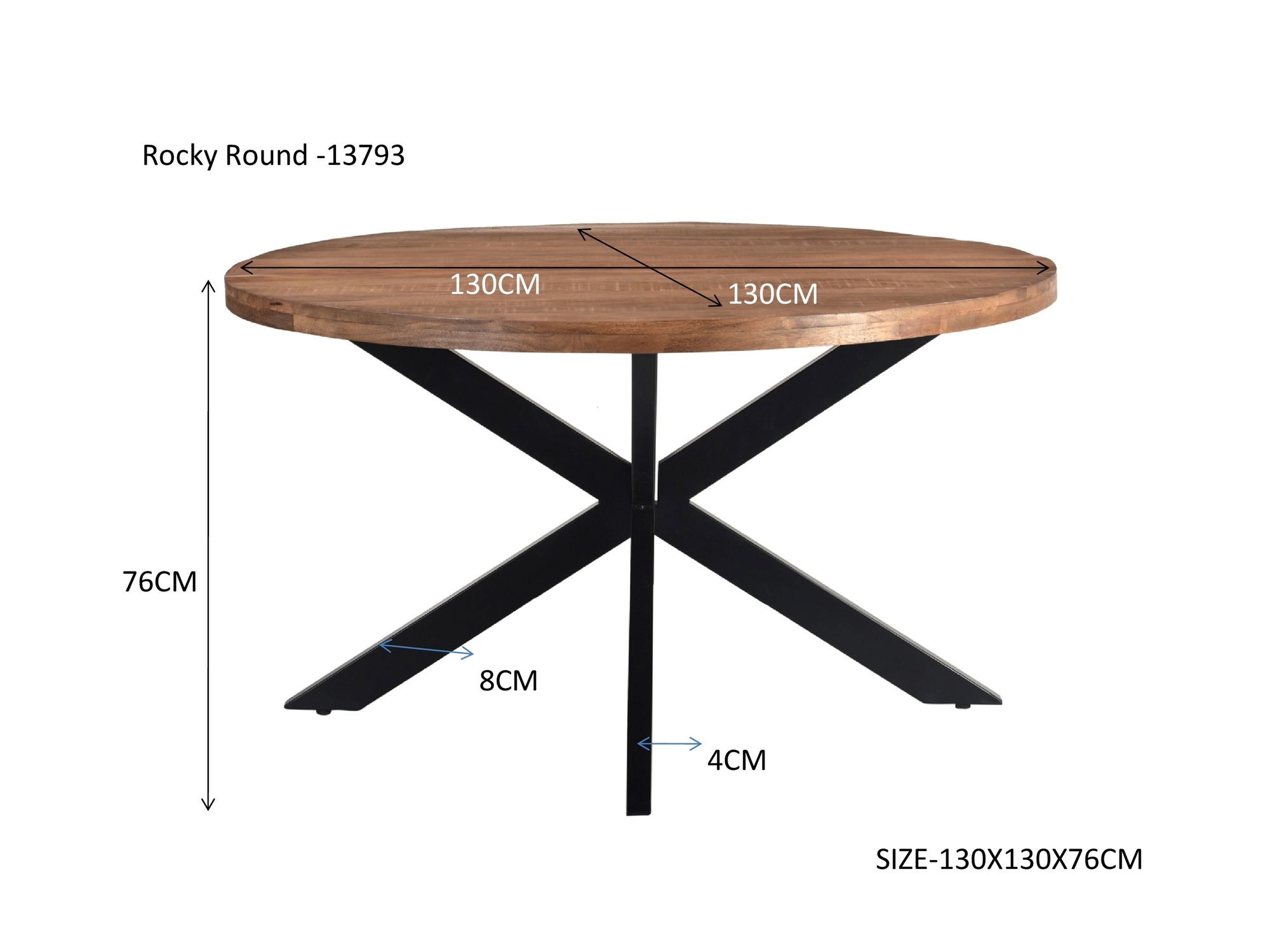 Eetkamertafel Rocky Spider rond 130 cm - Afbeelding 7