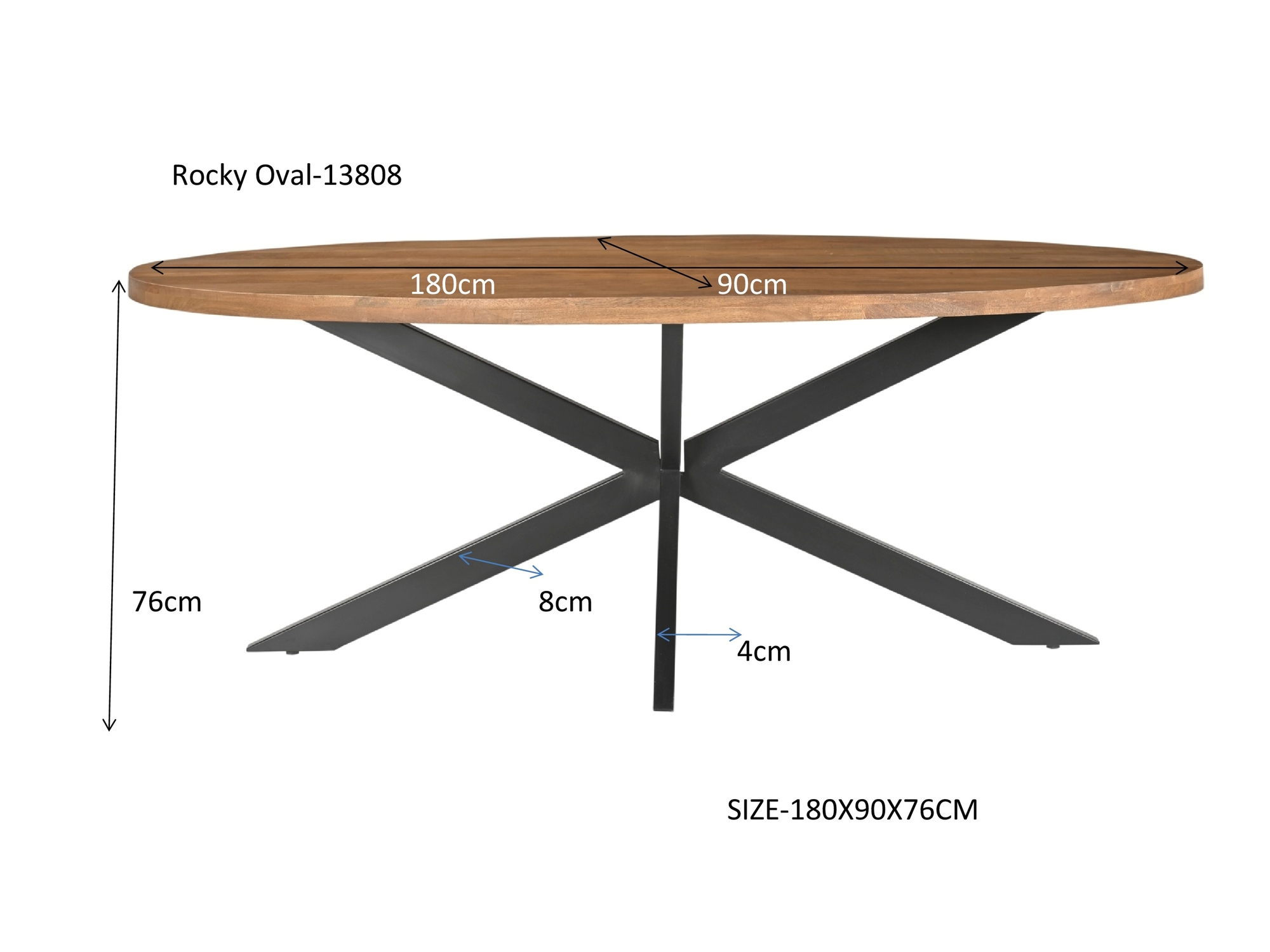 Eetkamertafel Rocky ovaal 180 cm - Afbeelding 8