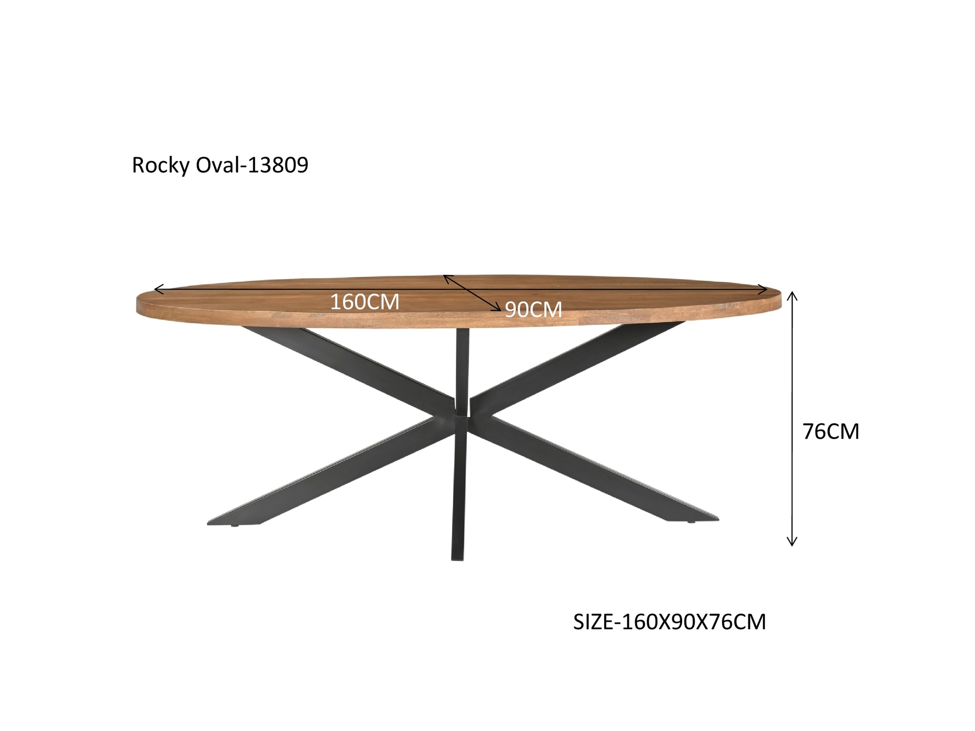Eetkamertafel Rocky ovaal 160 cm - Afbeelding 8