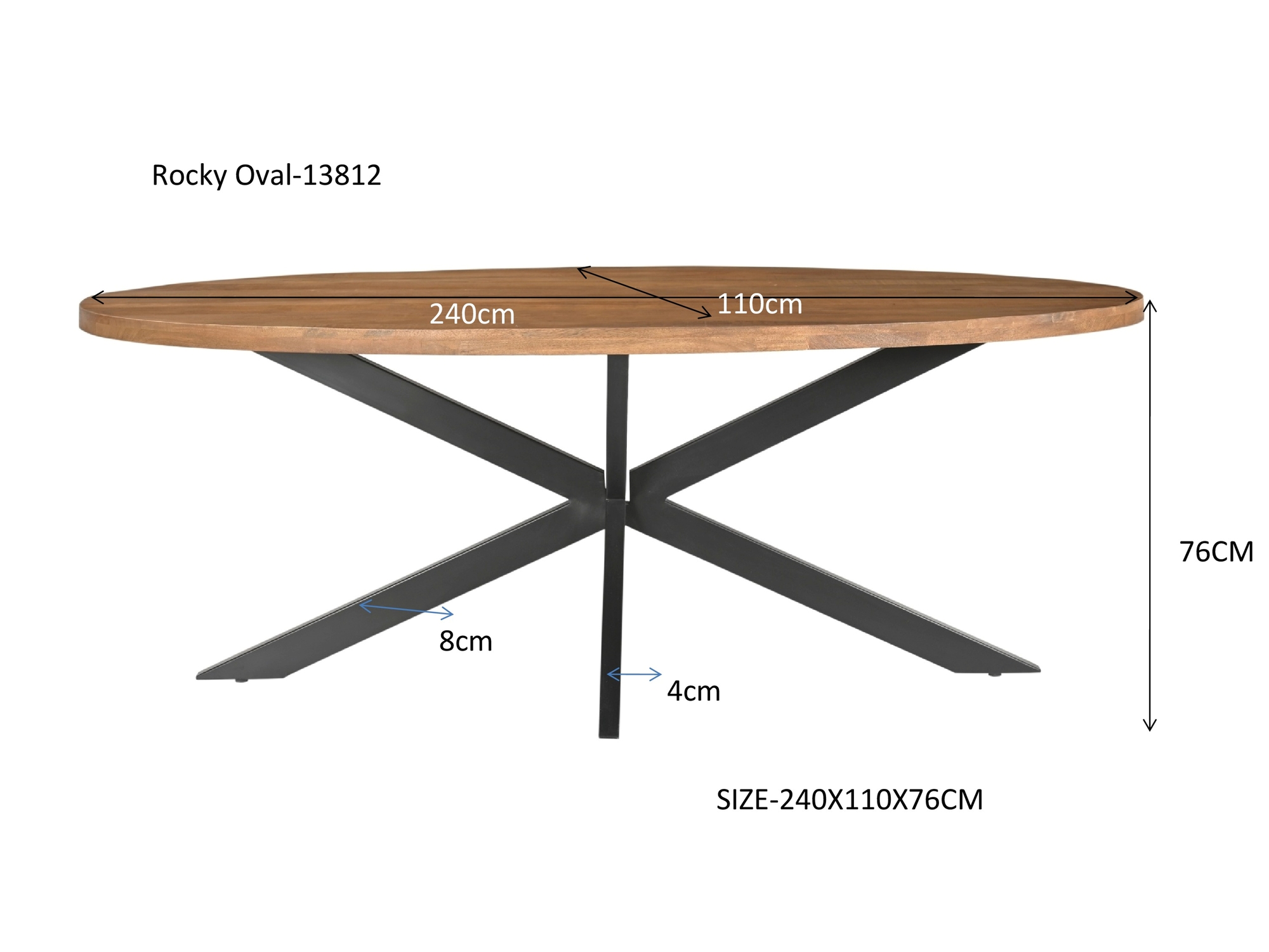 Eetkamertafel Rocky ovaal 240 cm - Afbeelding 8