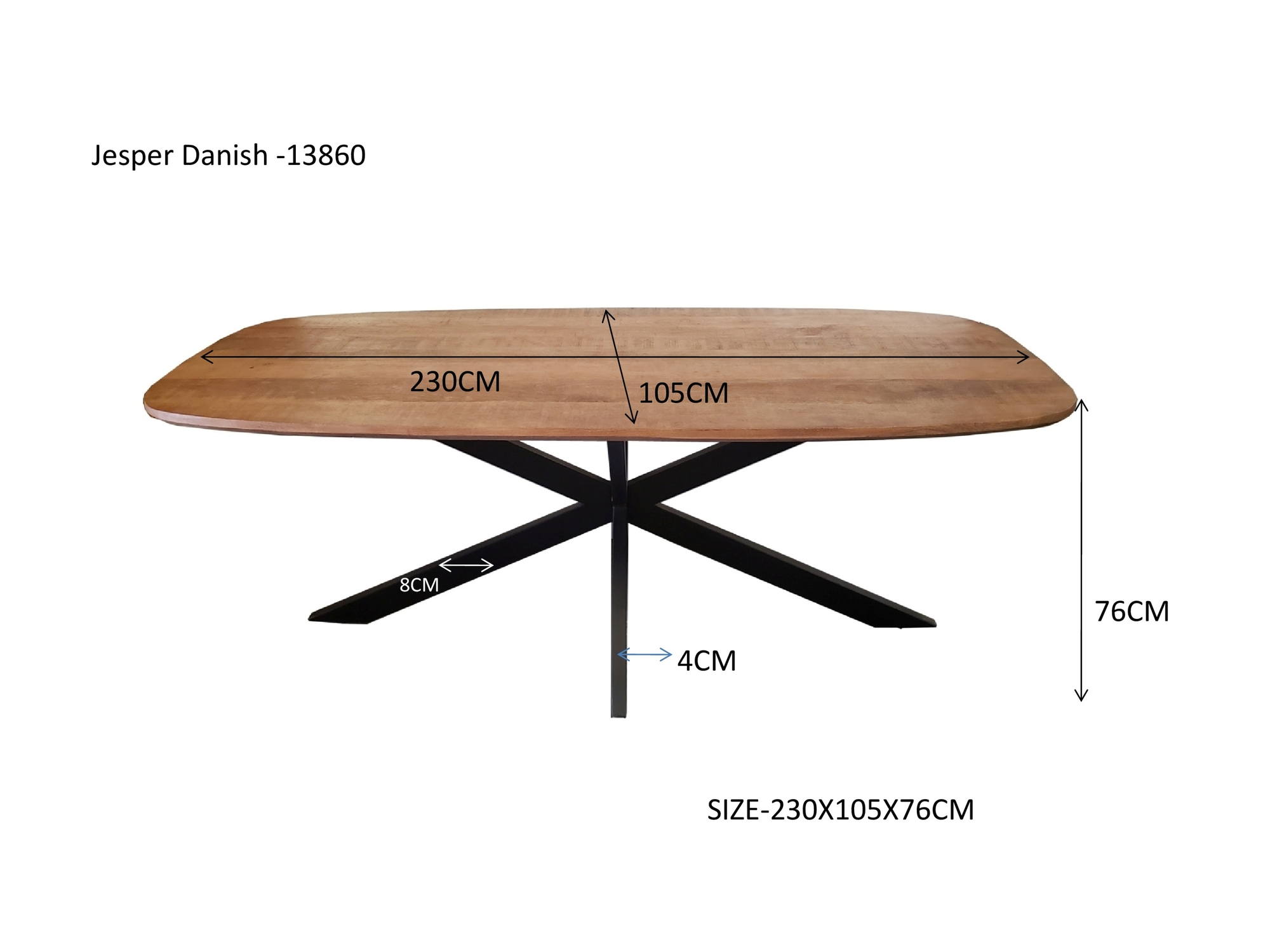 Eetkamertafel Jesper Danish ovaal 230 cm - Afbeelding 7