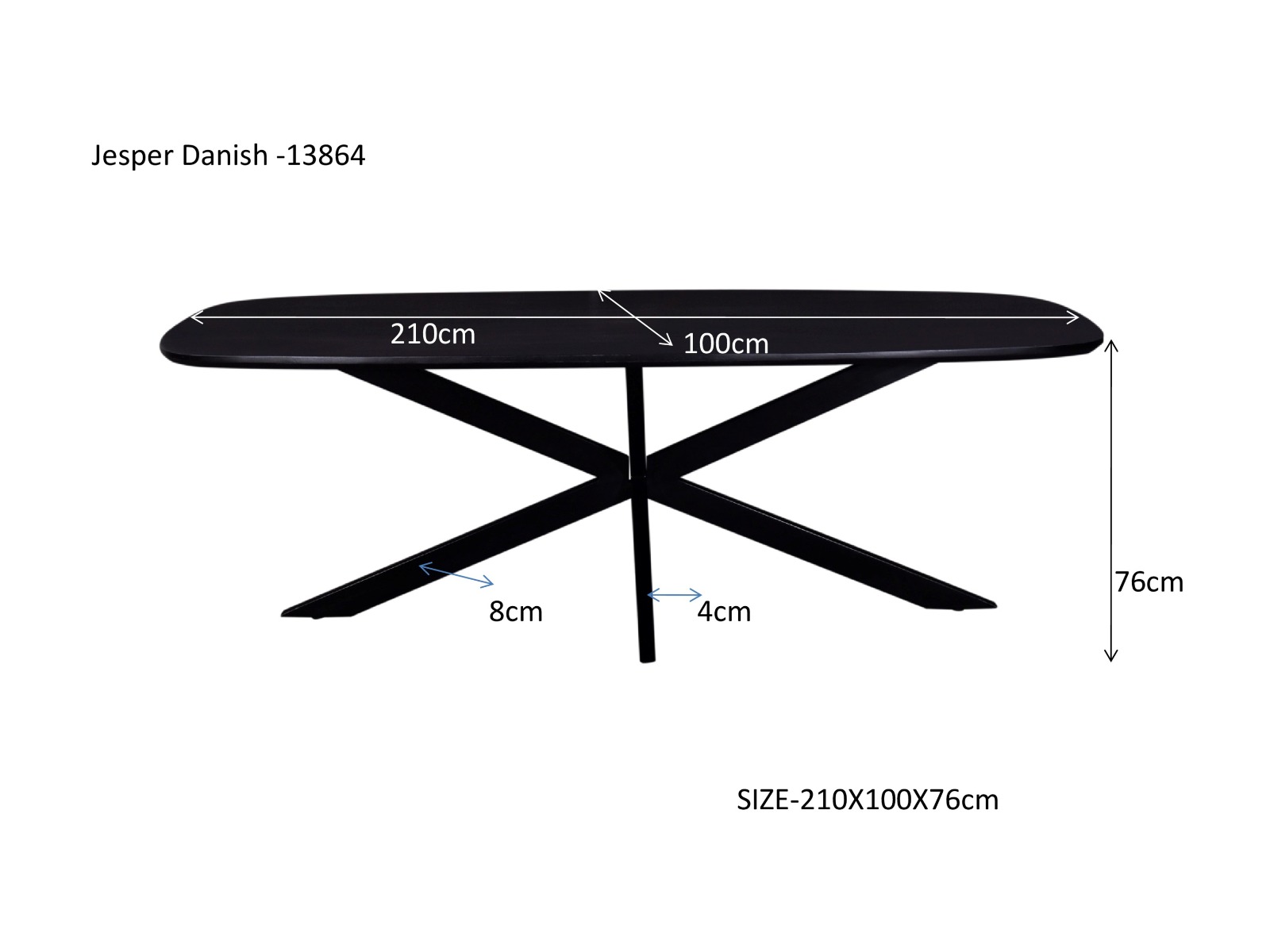 Eetkamertafel Jesper Danish ovaal zwart 210 cm - Afbeelding 8