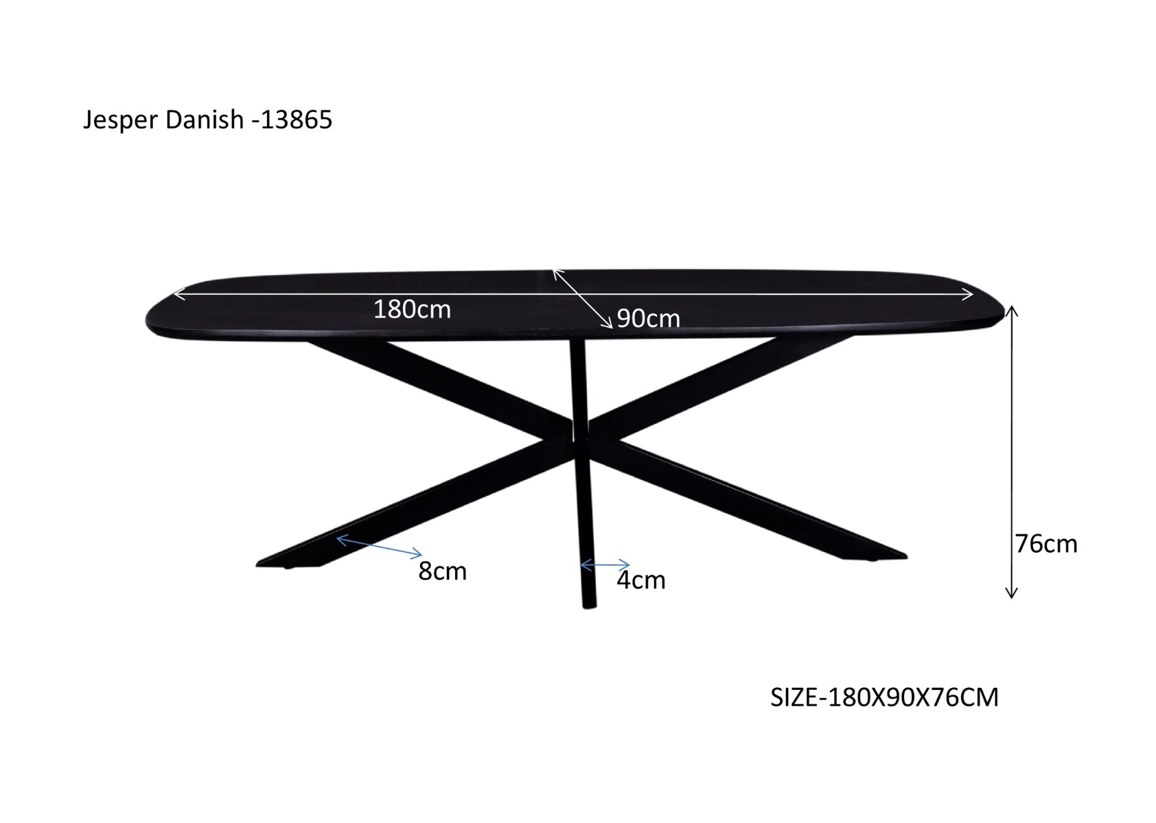 Eetkamertafel Jesper Danish ovaal zwart 180 cm - Afbeelding 9