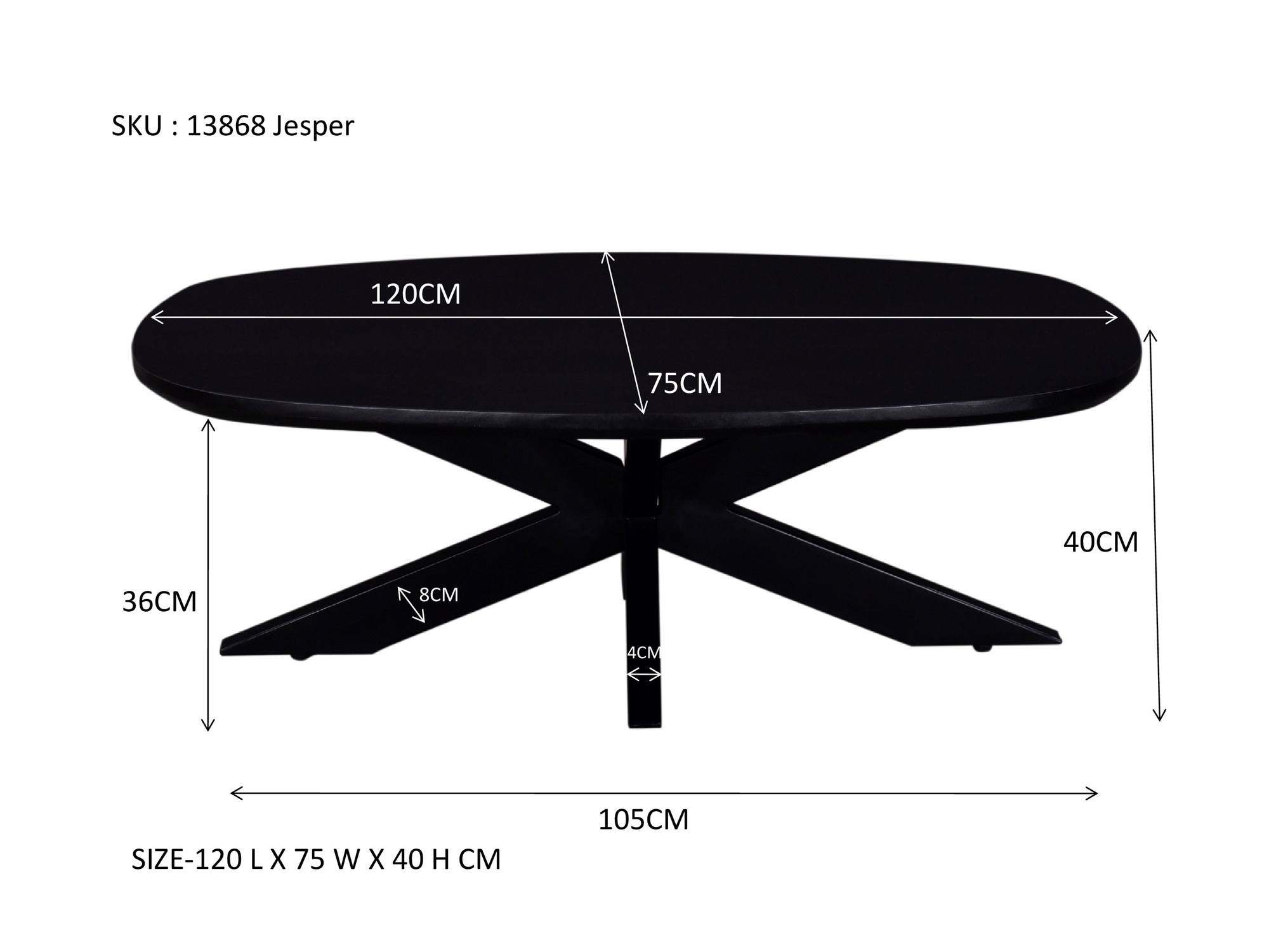 Salontafel Jesper zwart 120 cm - Afbeelding 6