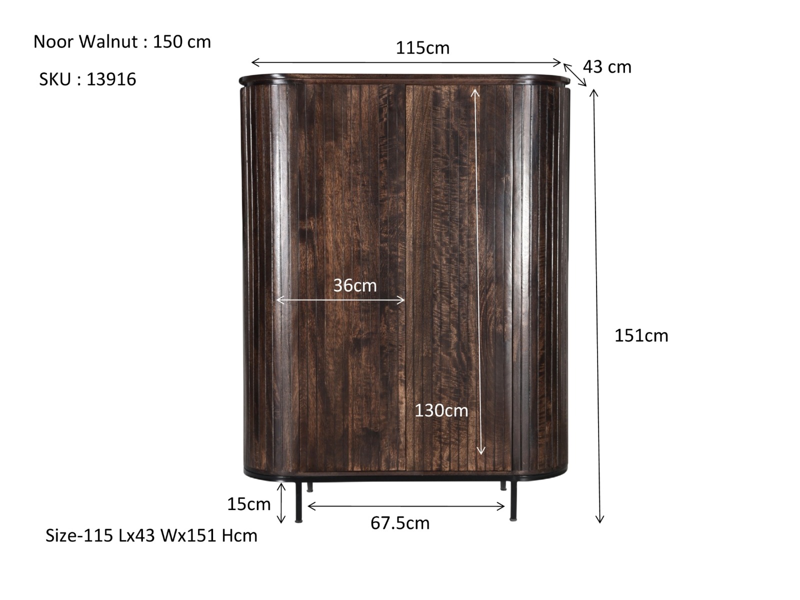 Kast Noor Walnut 150 cm - Afbeelding 4