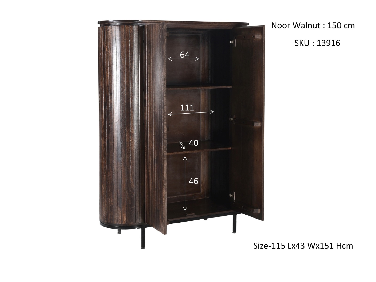 Kast Noor Walnut 150 cm - Afbeelding 5