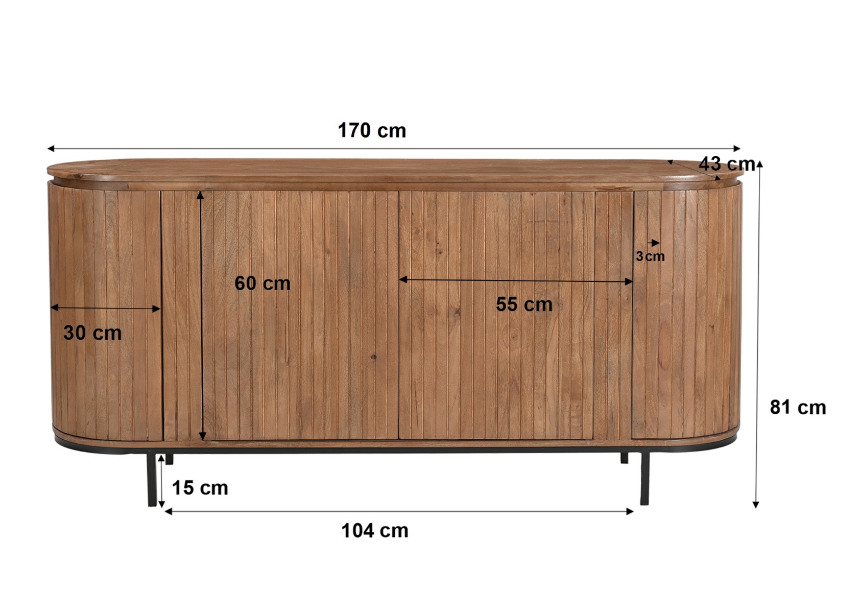 Dressoir Noor 170 cm - Afbeelding 6