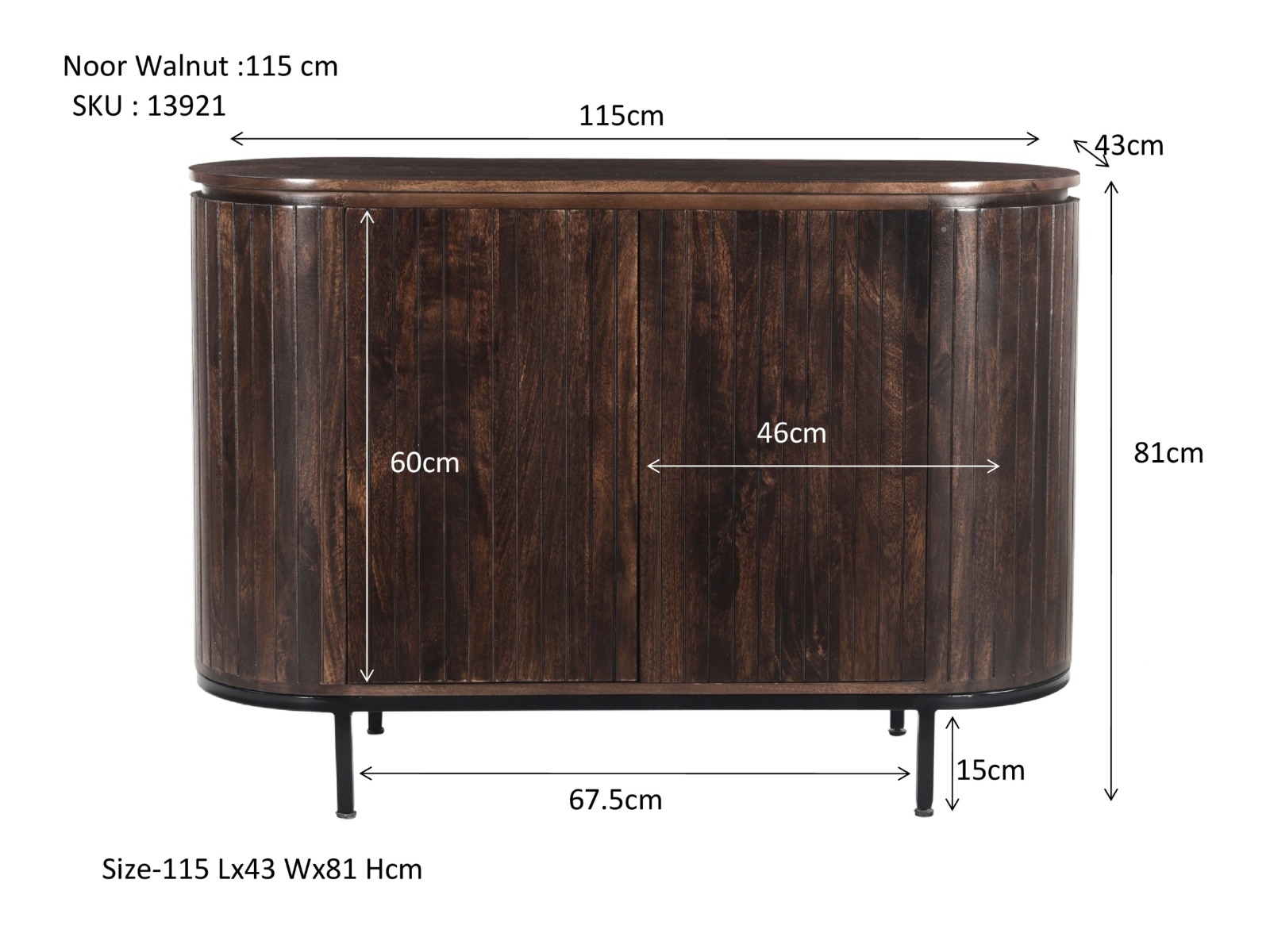 Dressoir Noor Walnut 115 cm - Afbeelding 4