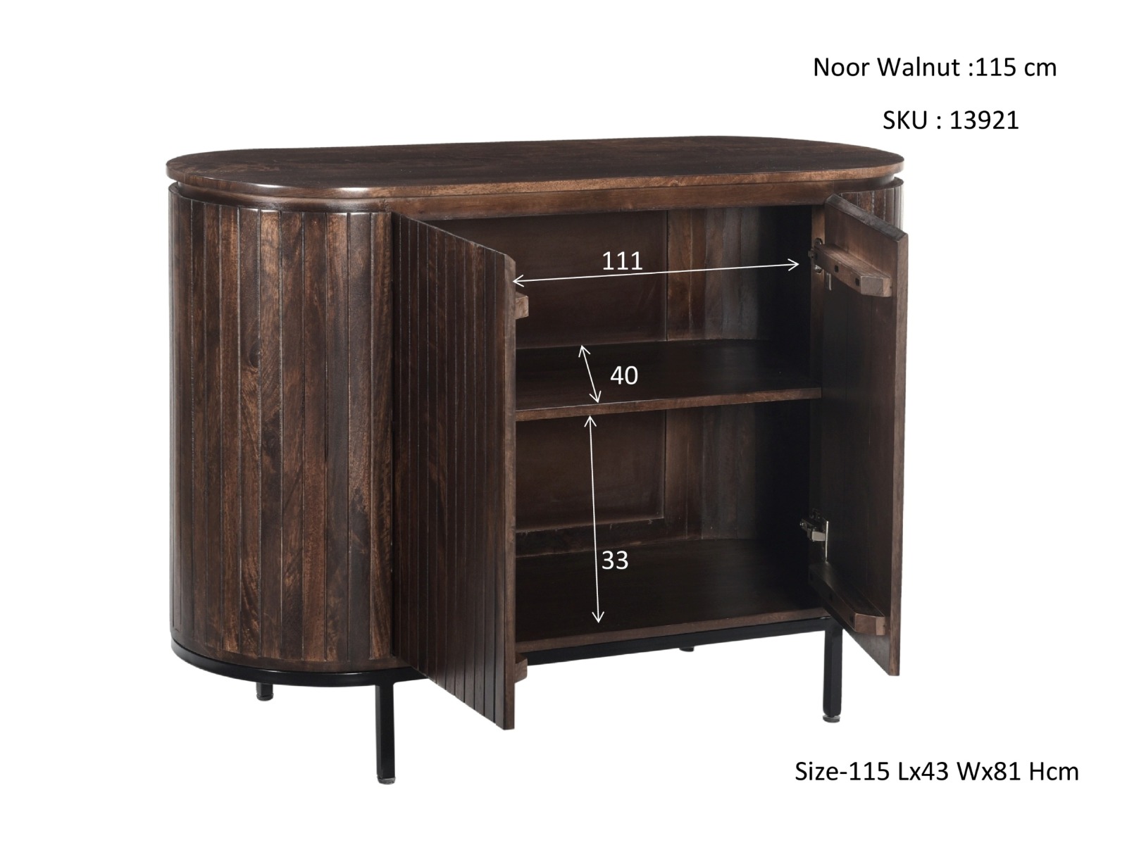 Dressoir Noor Walnut 115 cm - Afbeelding 5