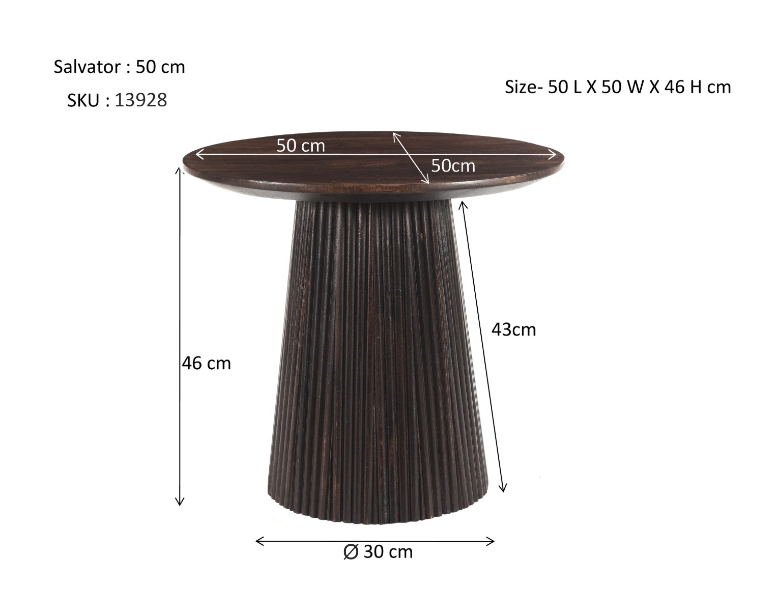 Salontafel Salvator Walnut 50 cm - Afbeelding 8
