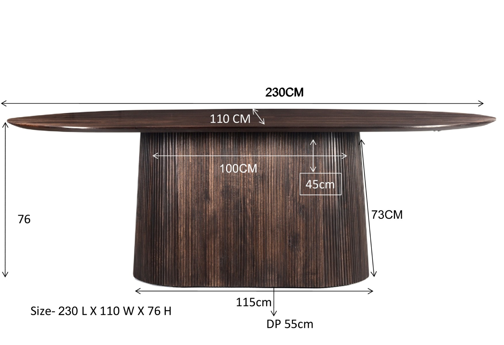 Eetkamertafel Salvator Walnut 230 cm - Afbeelding 8