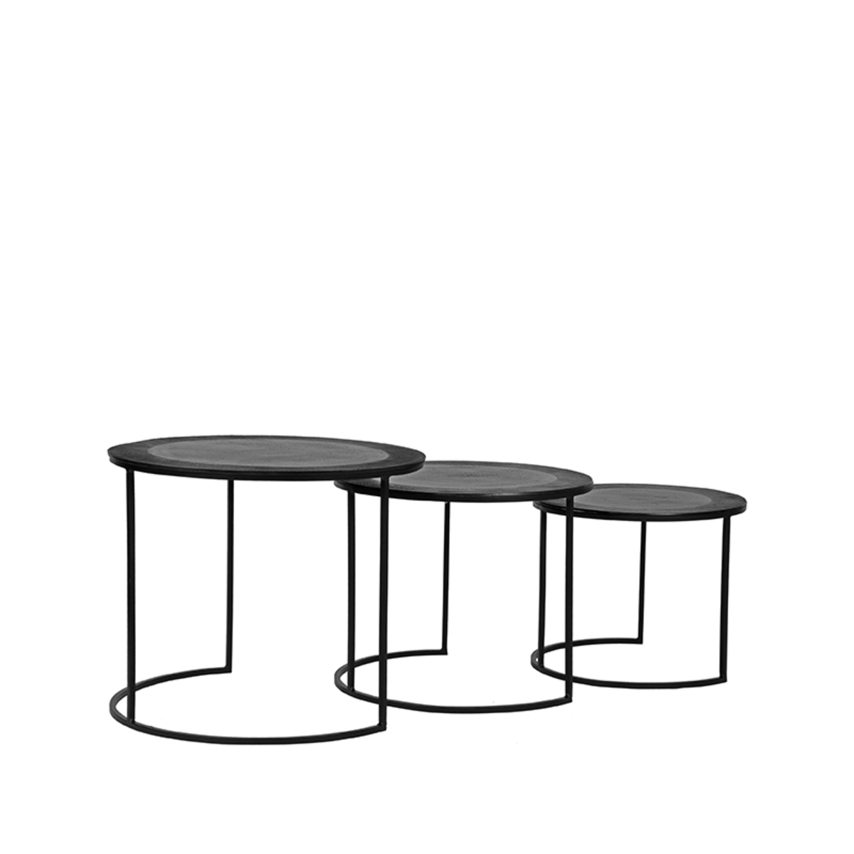 Salontafel Set Tres zwart metaal