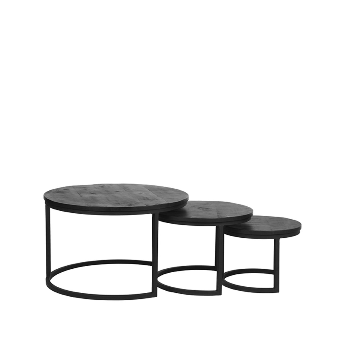 Salontafel Set Triplet zwart mangohout