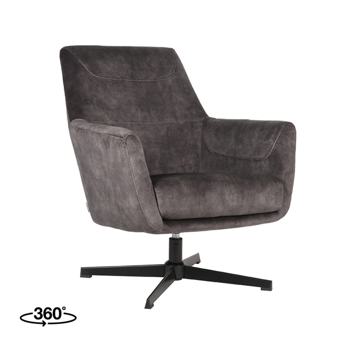 Fauteuil Toby antraciet velours