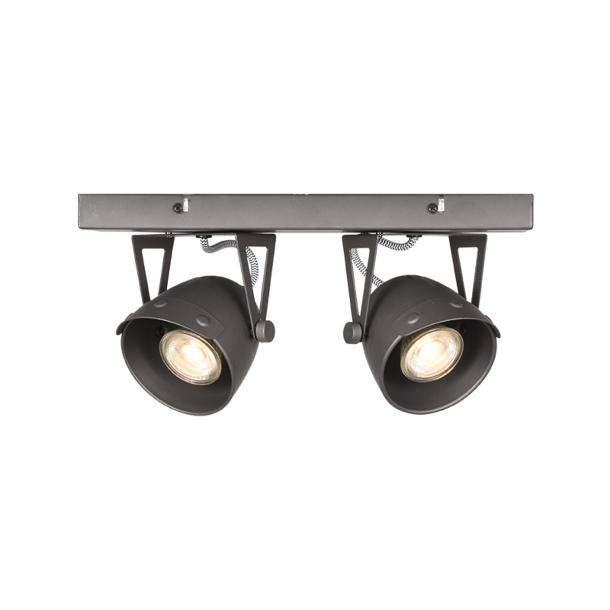 Spot Cap led 2-lichts grijs metaal