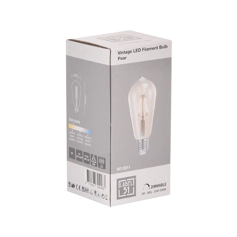 Lichtbron Led Kooldraadlamp Peer glas - Afbeelding 2