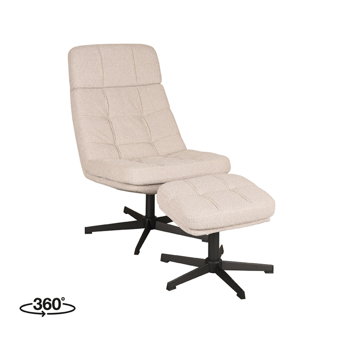 Draaifauteuil Alvar Ottomane 53x57x83 cm - Afbeelding 2
