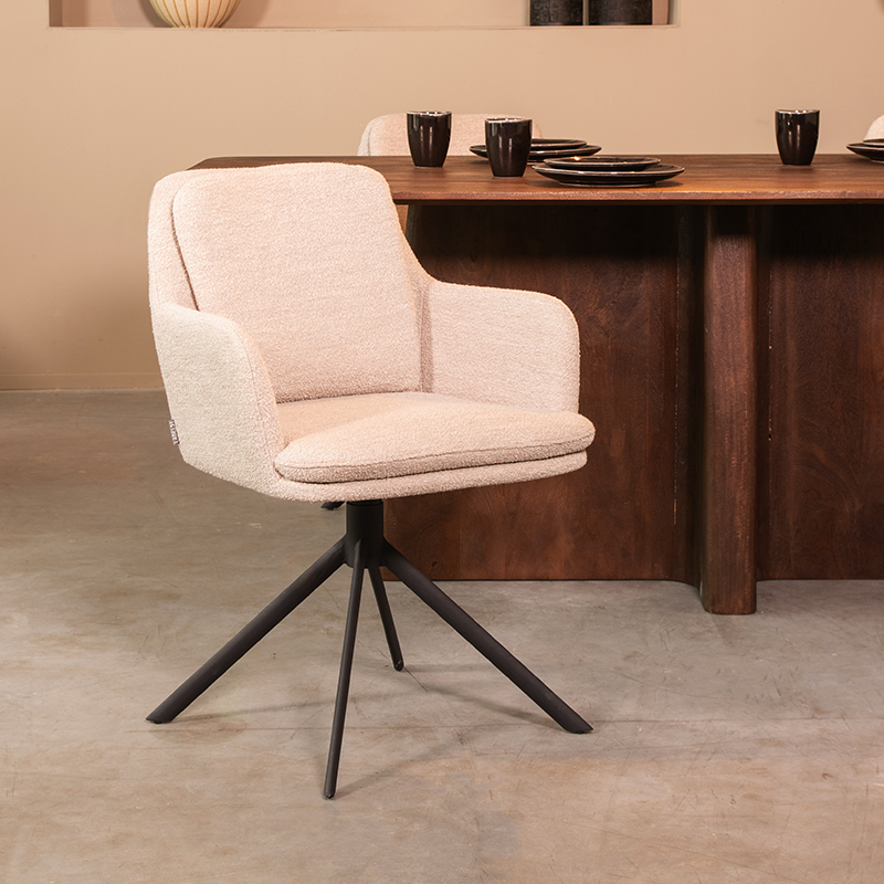 Eetkamerstoel Joy naturel bouclé
