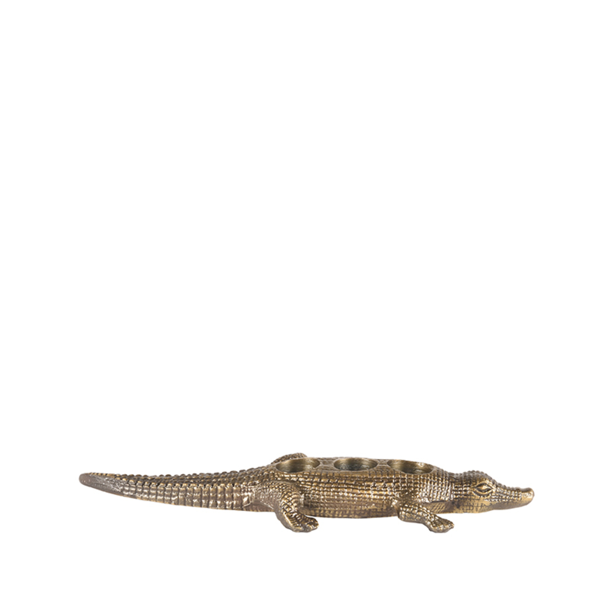 Kaarsenhouder Krokodil antiek goud metaal - Afbeelding 4